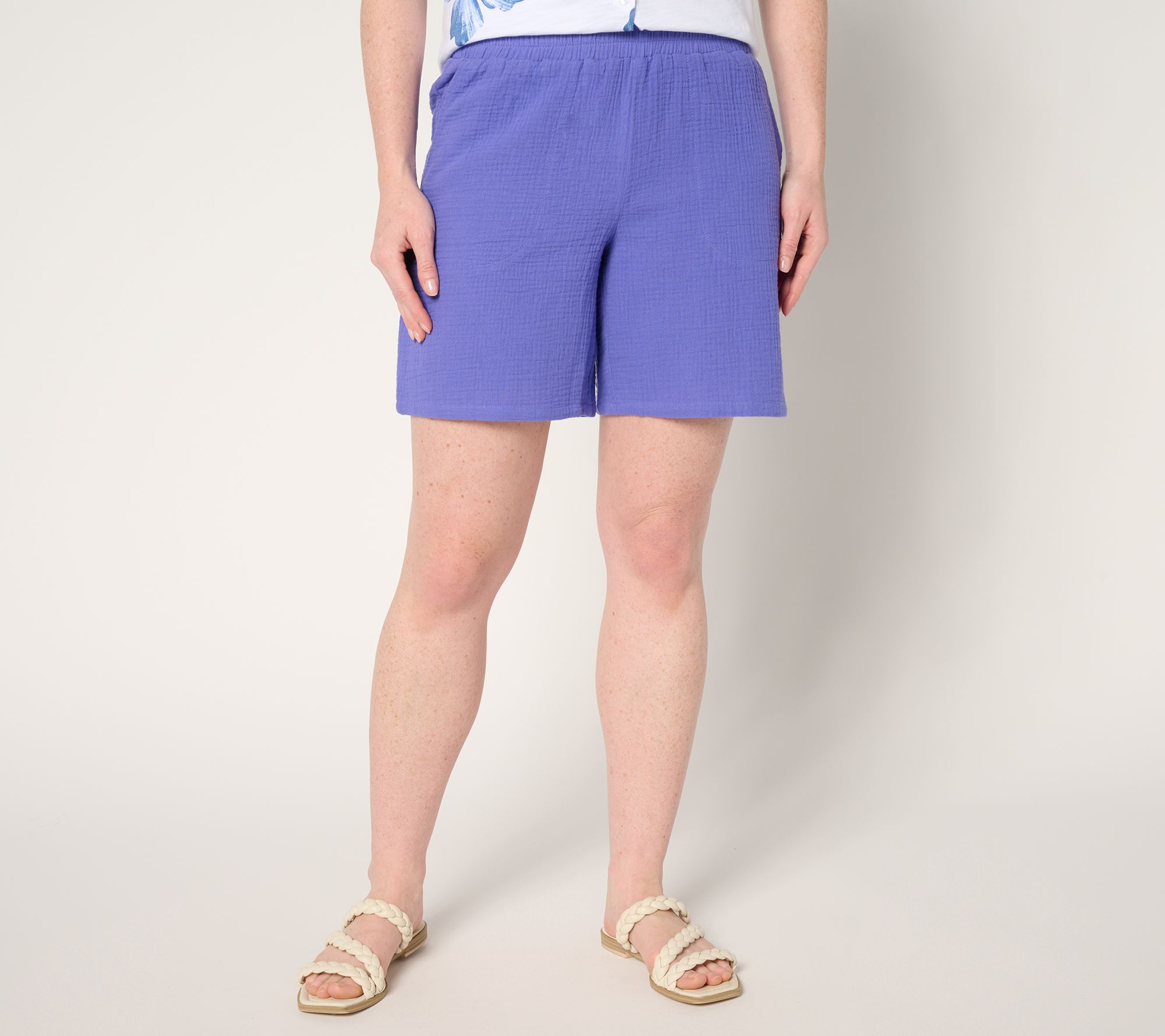 "As Is" Belle Beach by Kim Gravel 100% Cotton Gauze 7" Shorts