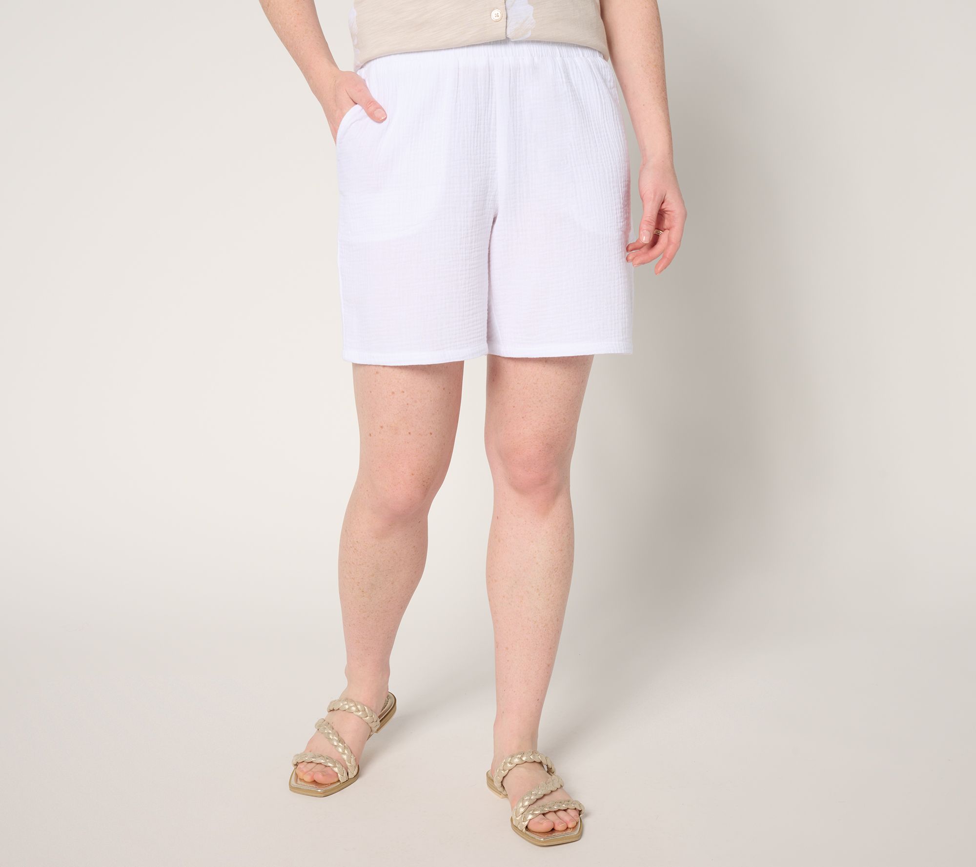 "As Is" Belle Beach by Kim Gravel 100% Cotton Gauze 7" Shorts