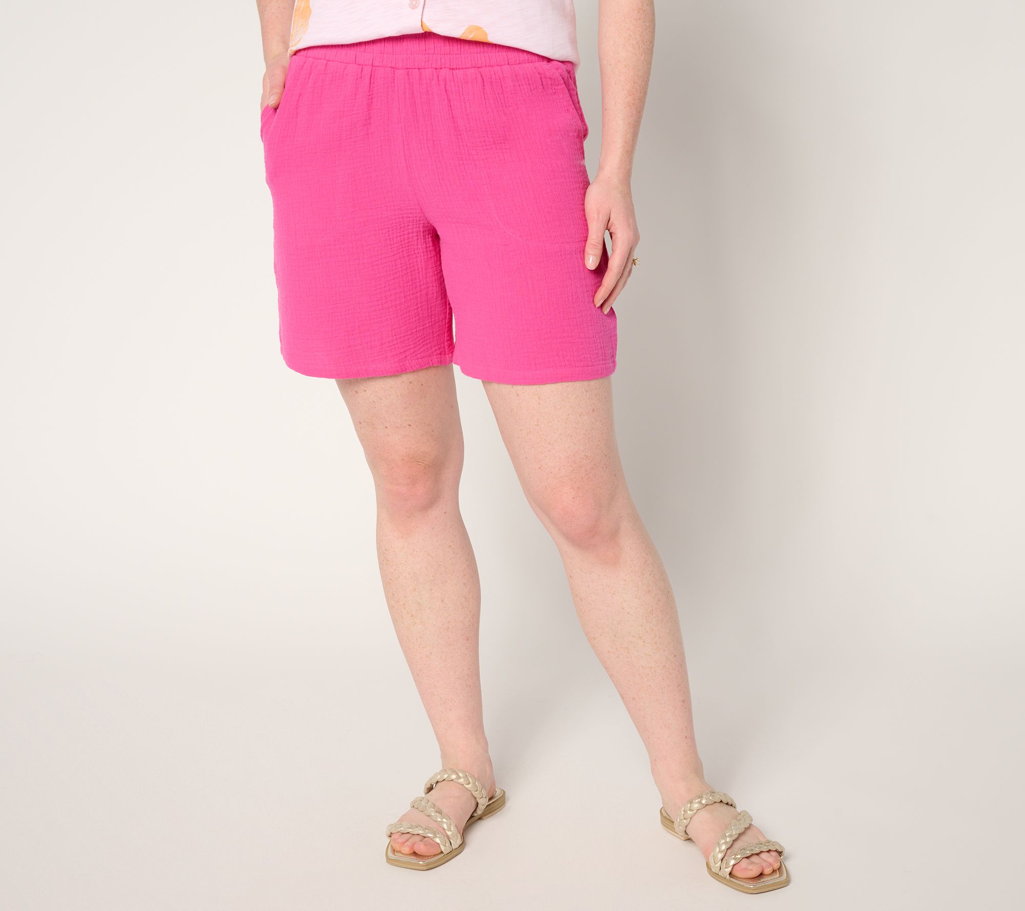 "As Is" Belle Beach by Kim Gravel 100% Cotton Gauze 7" Shorts