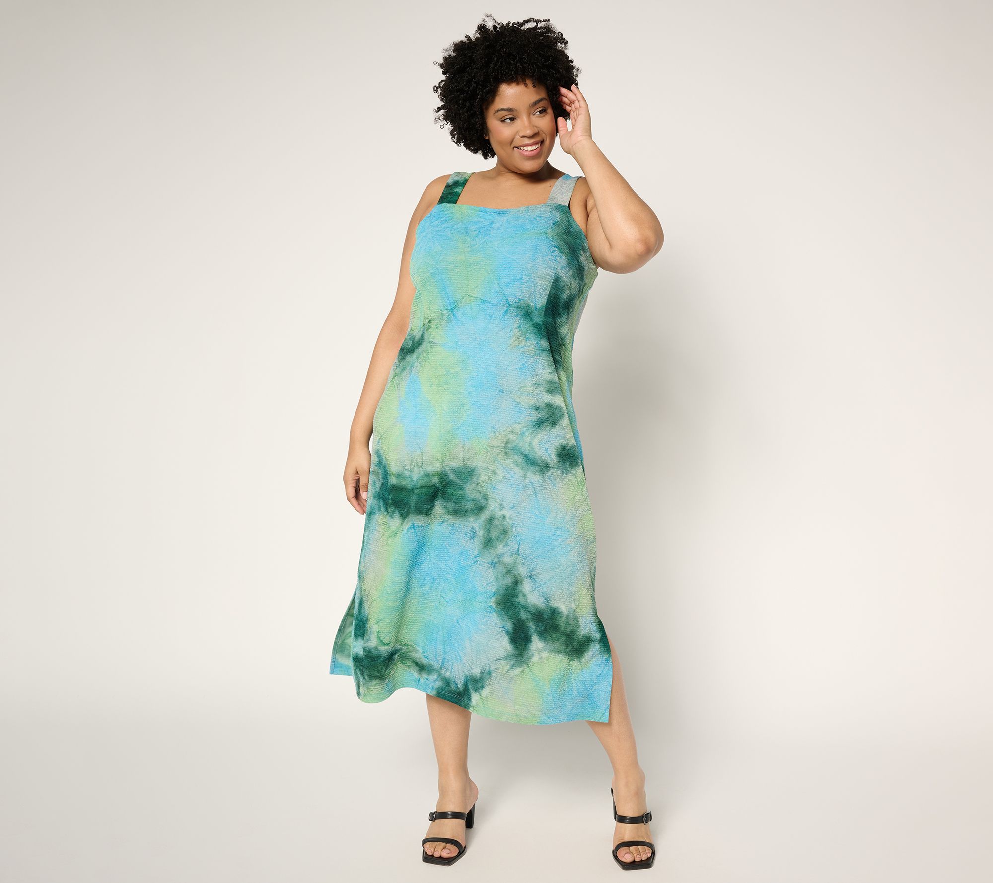 "As Is" Attitudes by Renee Regular Textured Tie Dye Midi Dress