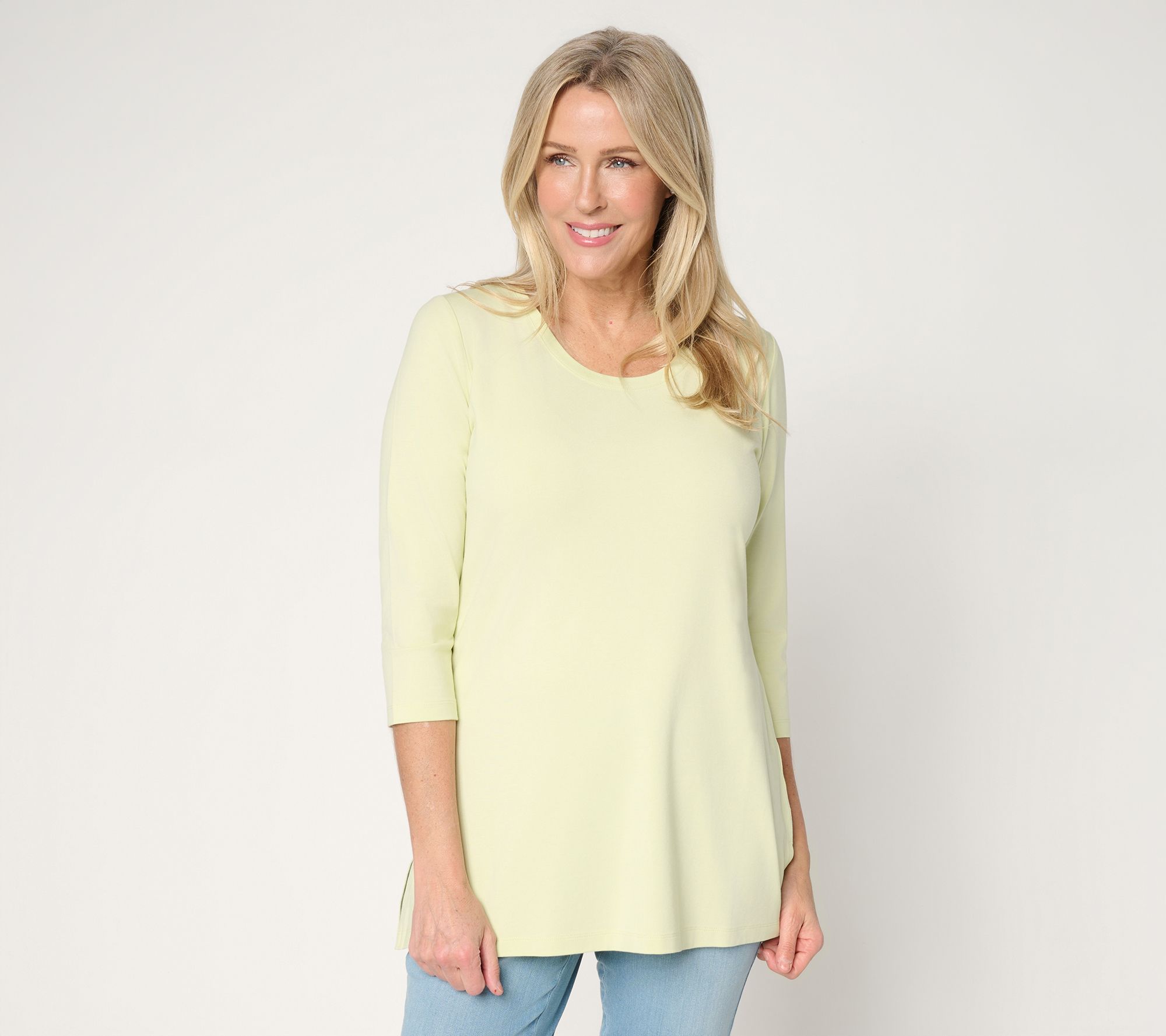 Denim & Co. Essentials Petite So Soft Jersey Scoop Neck Tunic