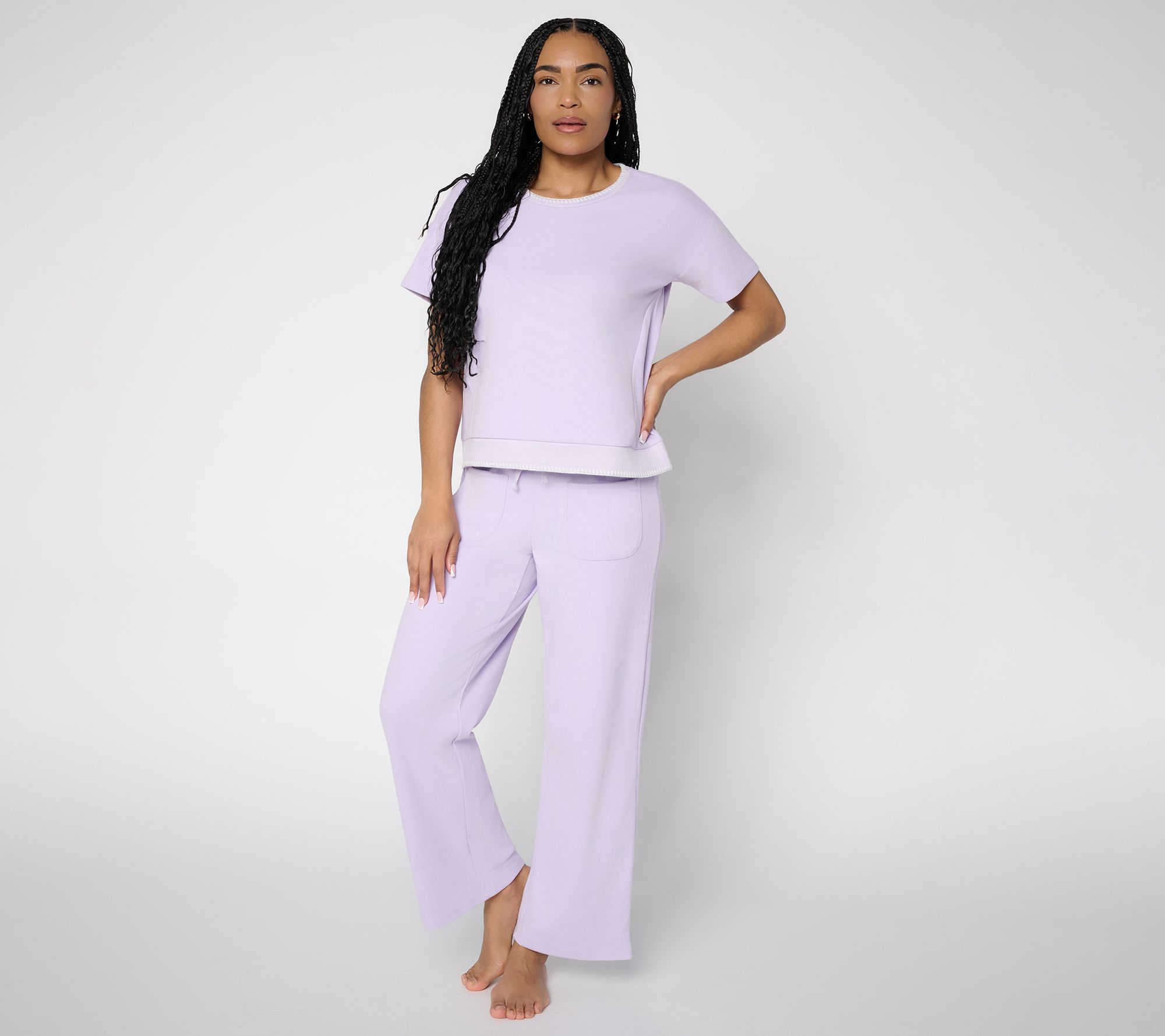 MUK LUKS Everlasting Knit Drop Shoulder Tee & Pant Lounge Set