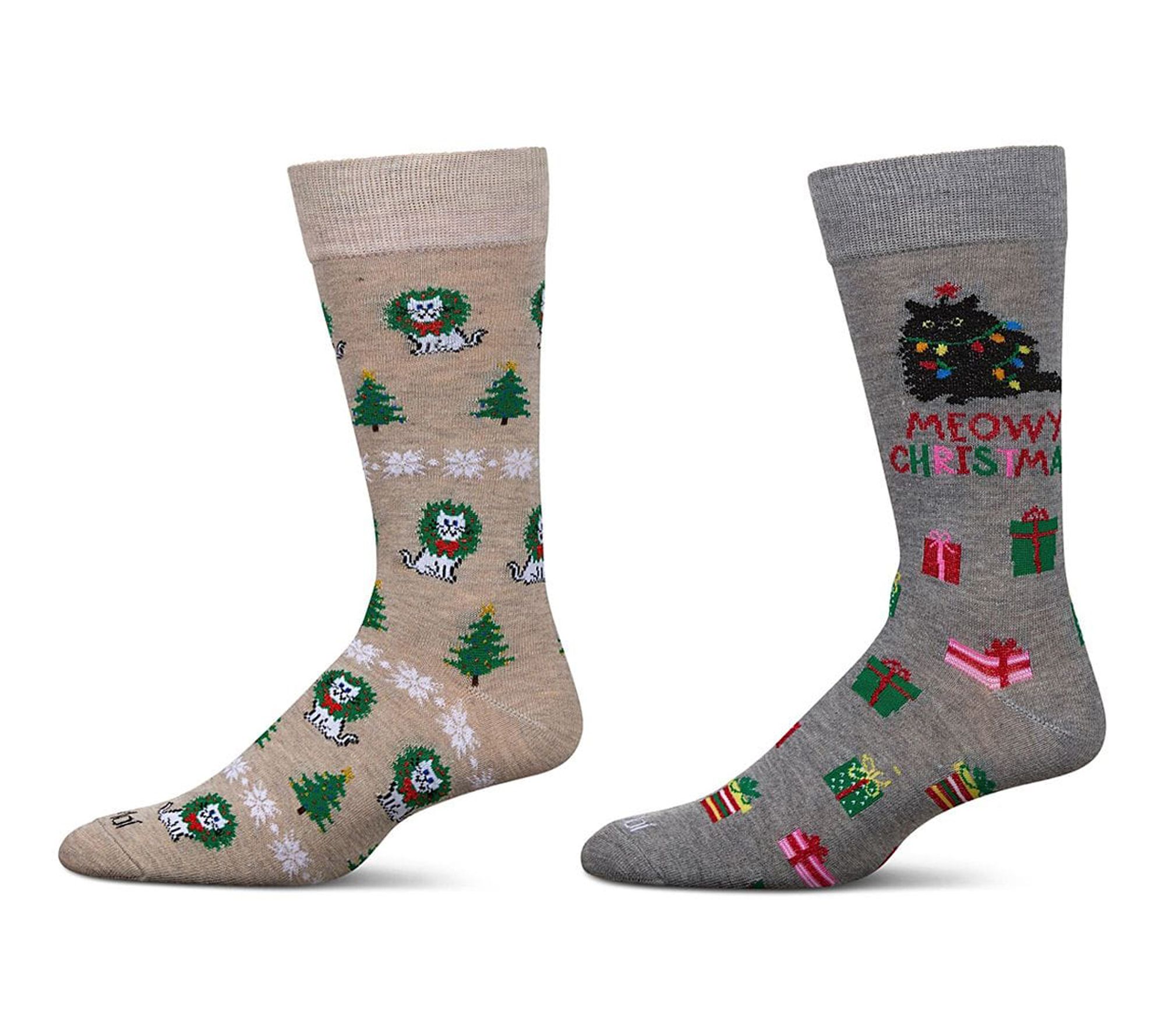 MeMoi Men's Set of 2 Novelty Patterned Holiday Crew Socks