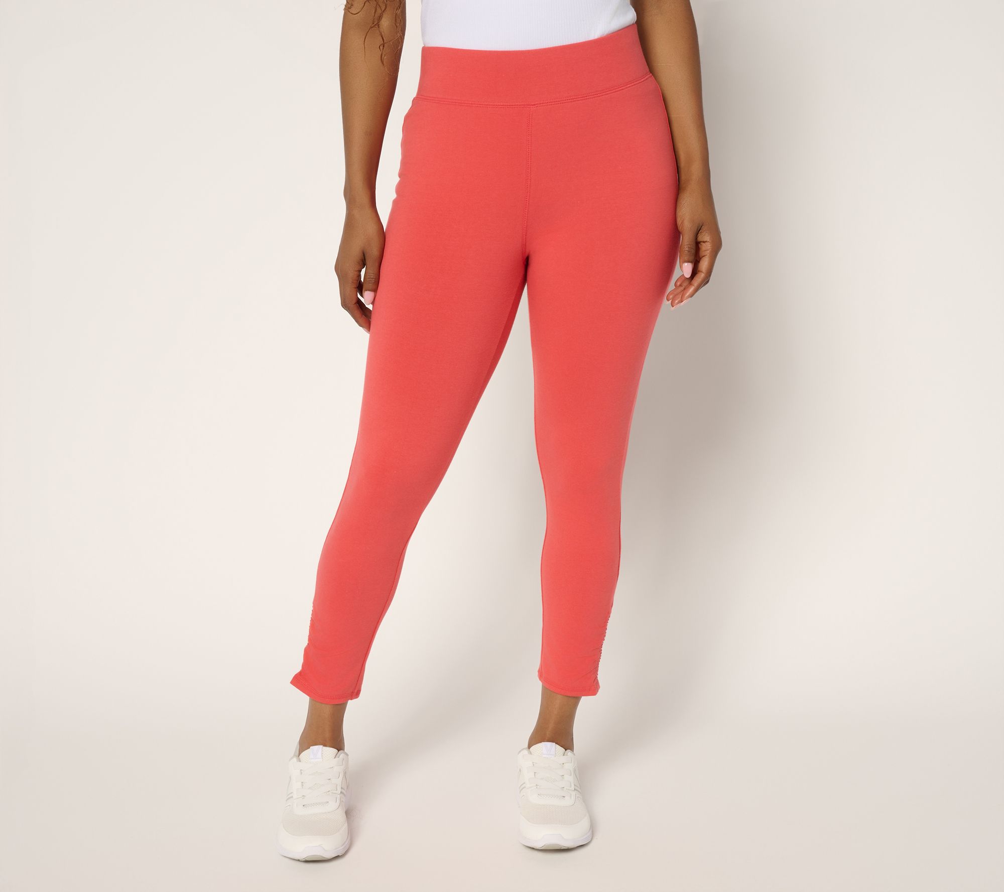 "As Is" Denim & Co. Active Reg Duo Stretch Slim Leg Crop Pant w/ Ruching