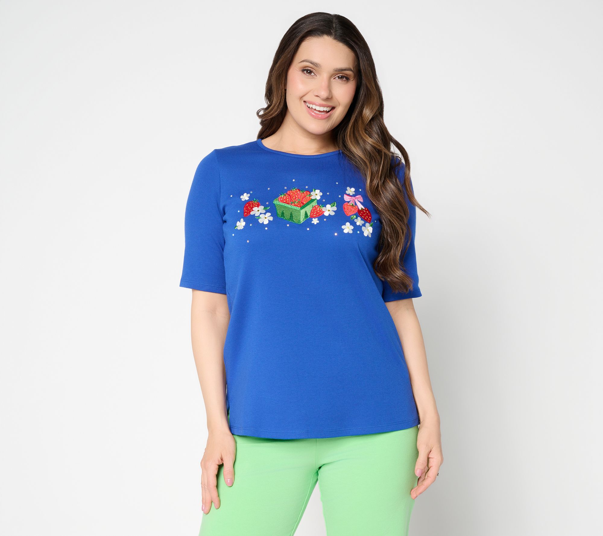 Quacker Factory Berry Picking Elbow Sleeve Top