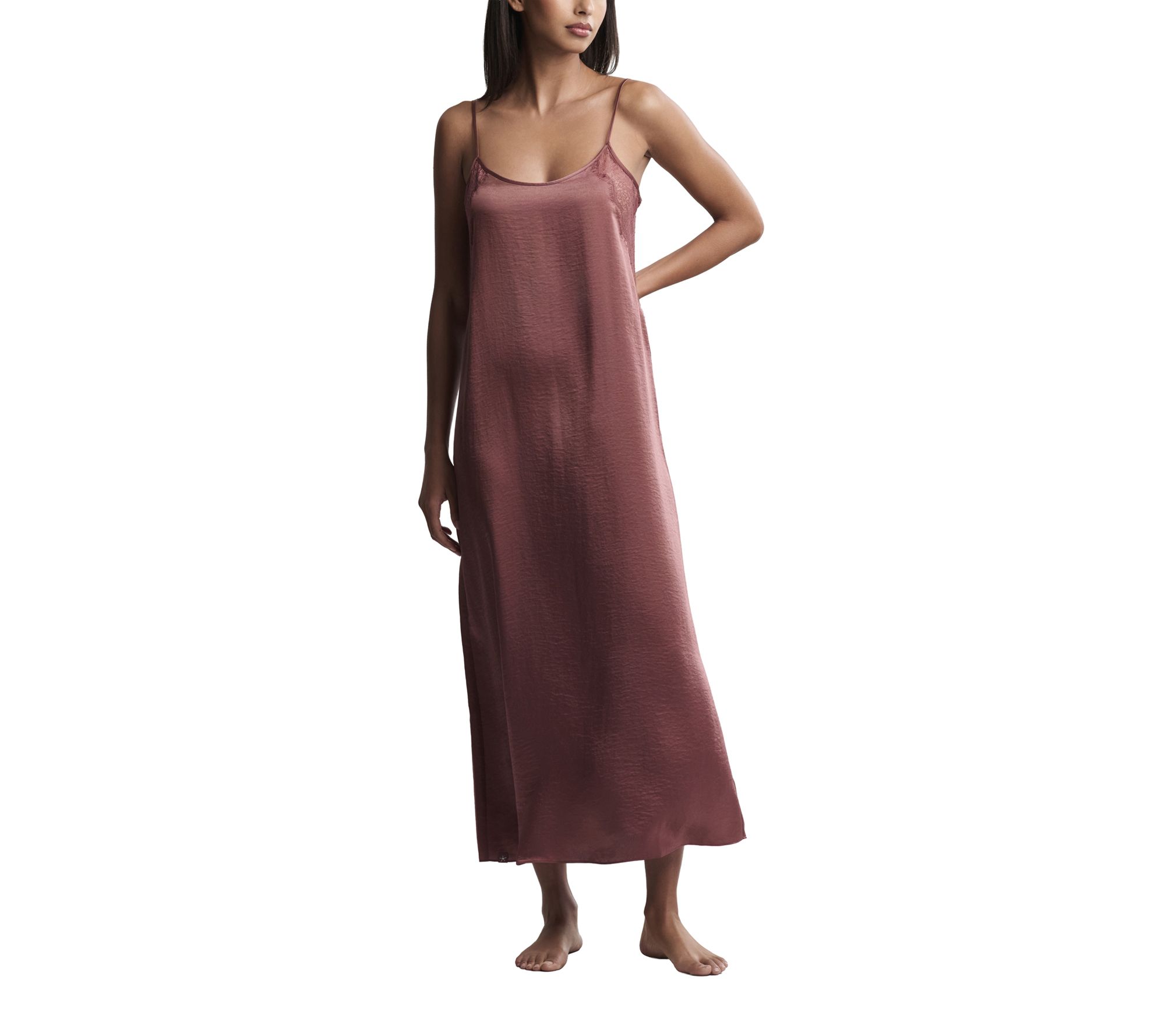 Barefoot Dreams Liquid Satin Lace Slip Dress