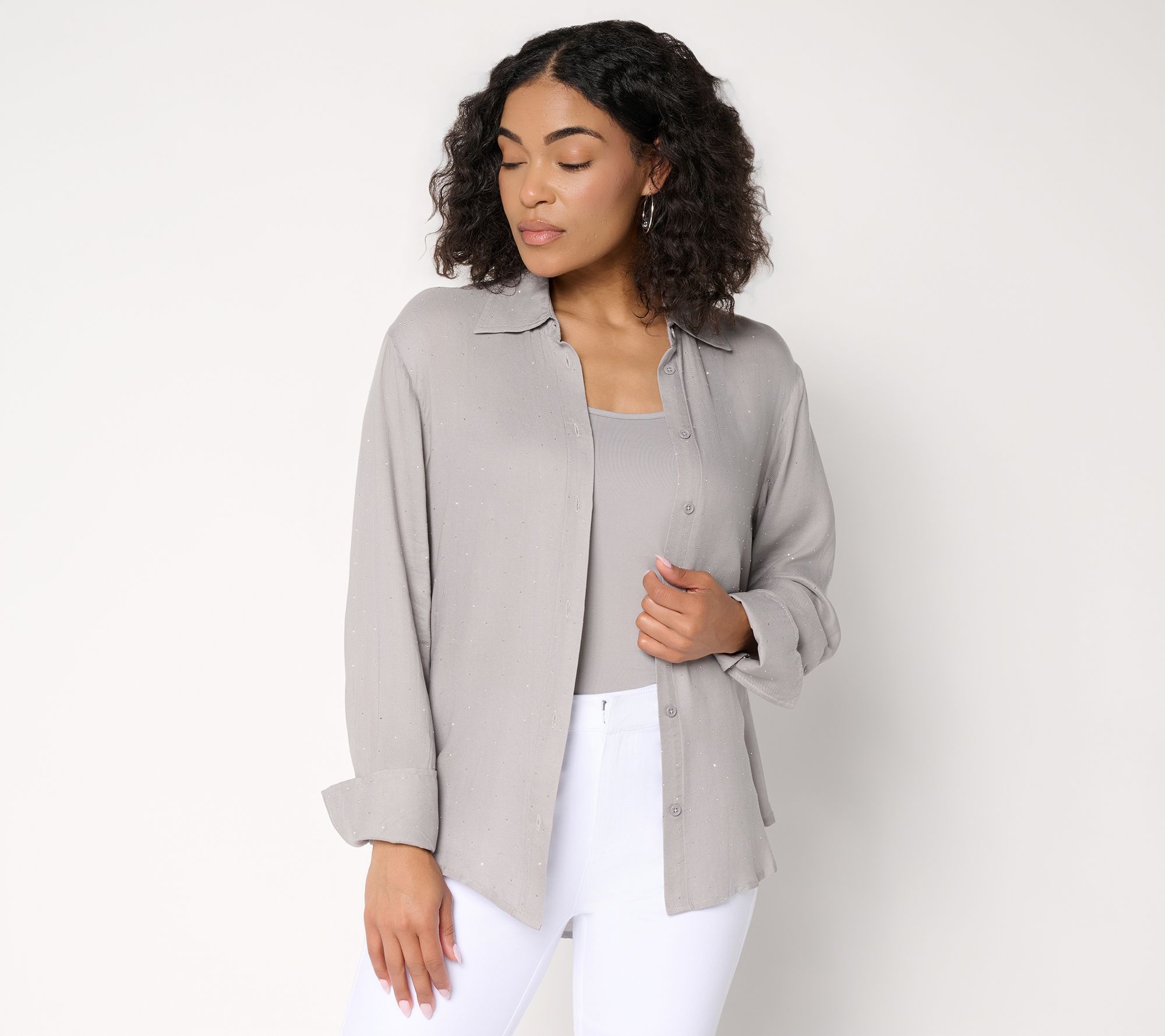RM Studio x Rebecca Minkoff Sparkle Organza Shirt with Camisole