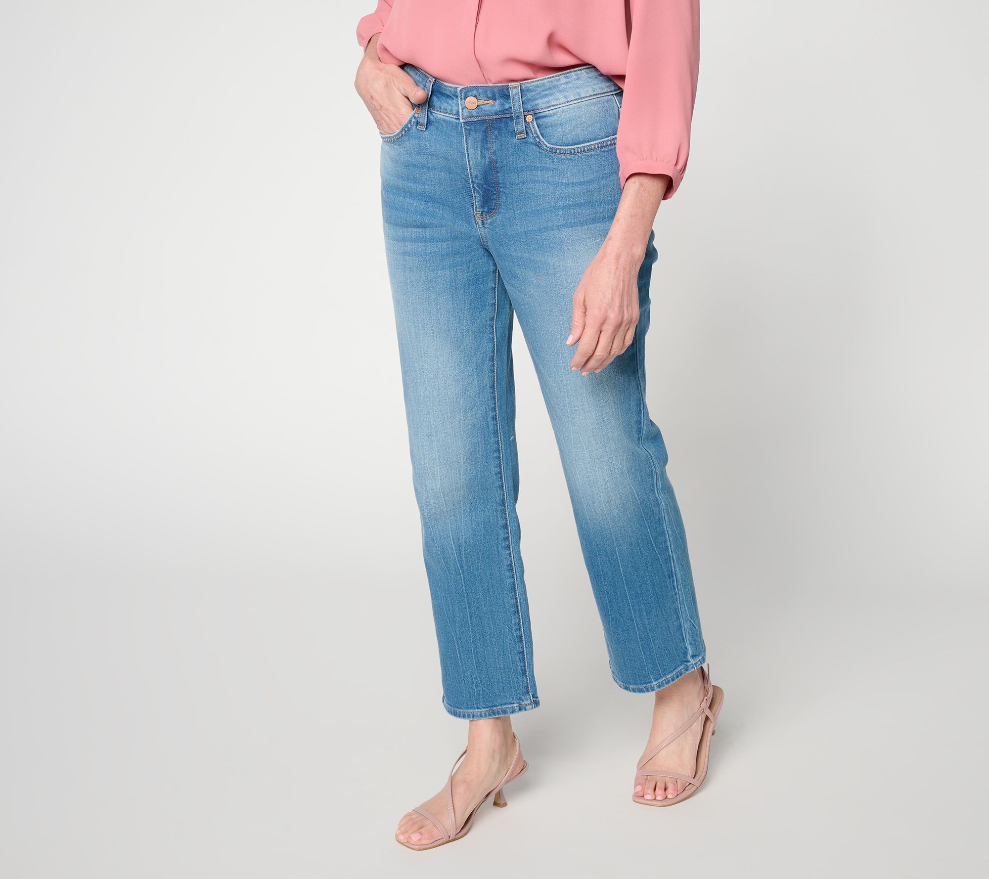 NYDJ Marilyn Petite Straight-Leg Ankle Jeans w/ Novelty Details