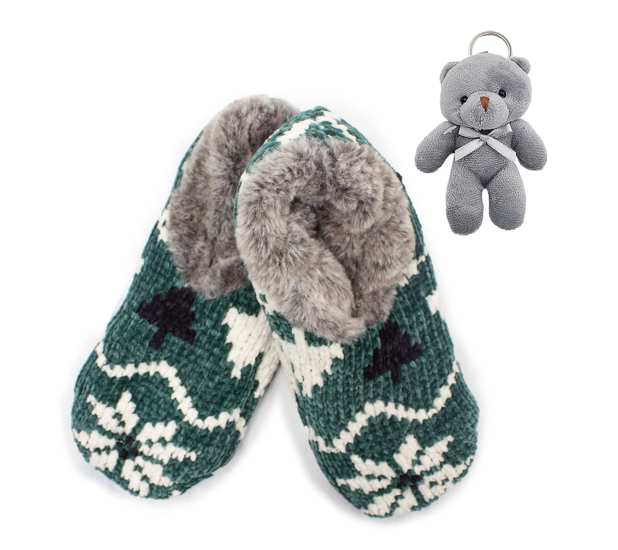 Neroli Scented Knit Slippers w/ Plush Teddy Bear Keychain