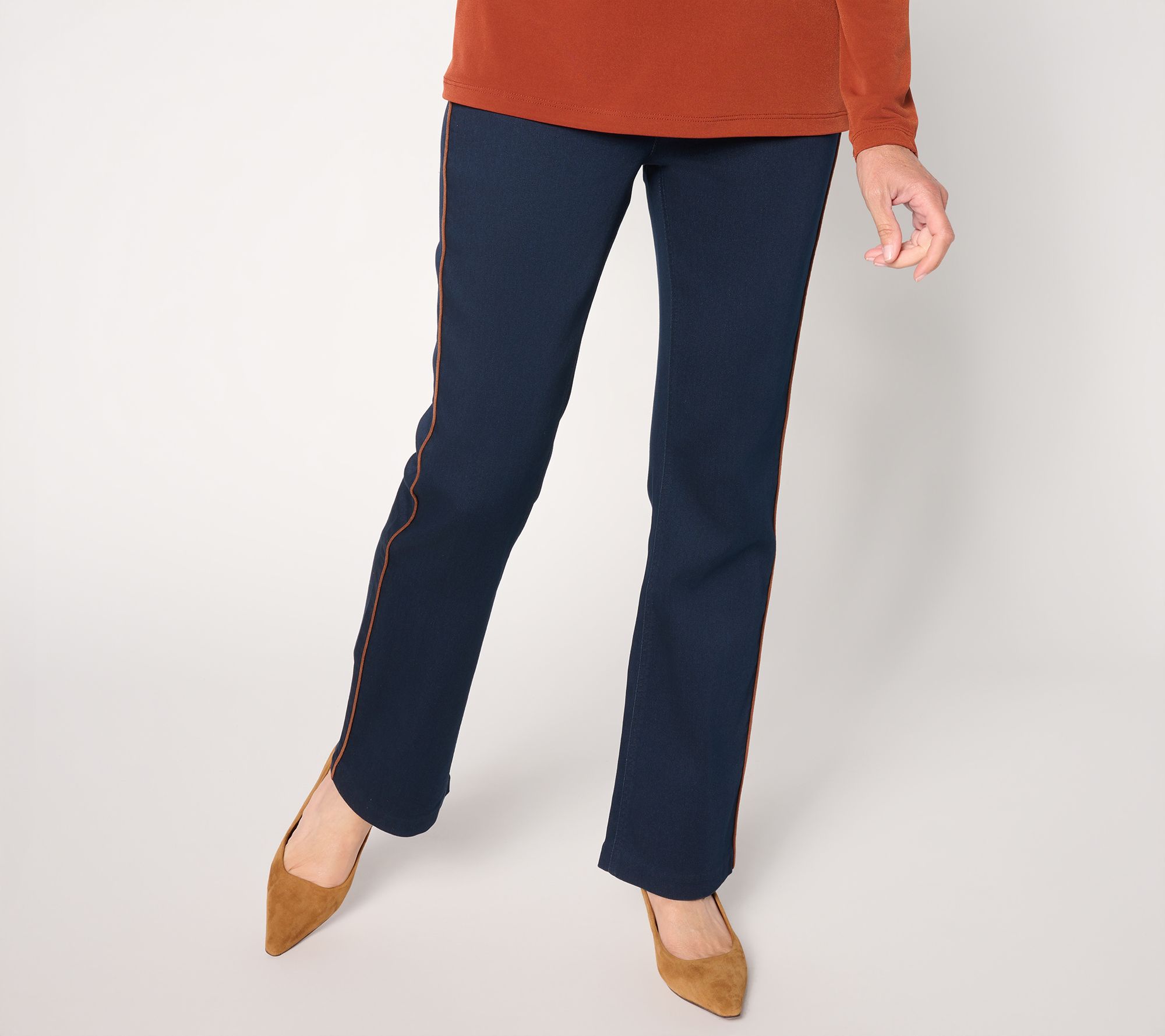 "As Is" Susan Graver Petite Soft Stretch Slim Flare Jean w/ Seam Detail