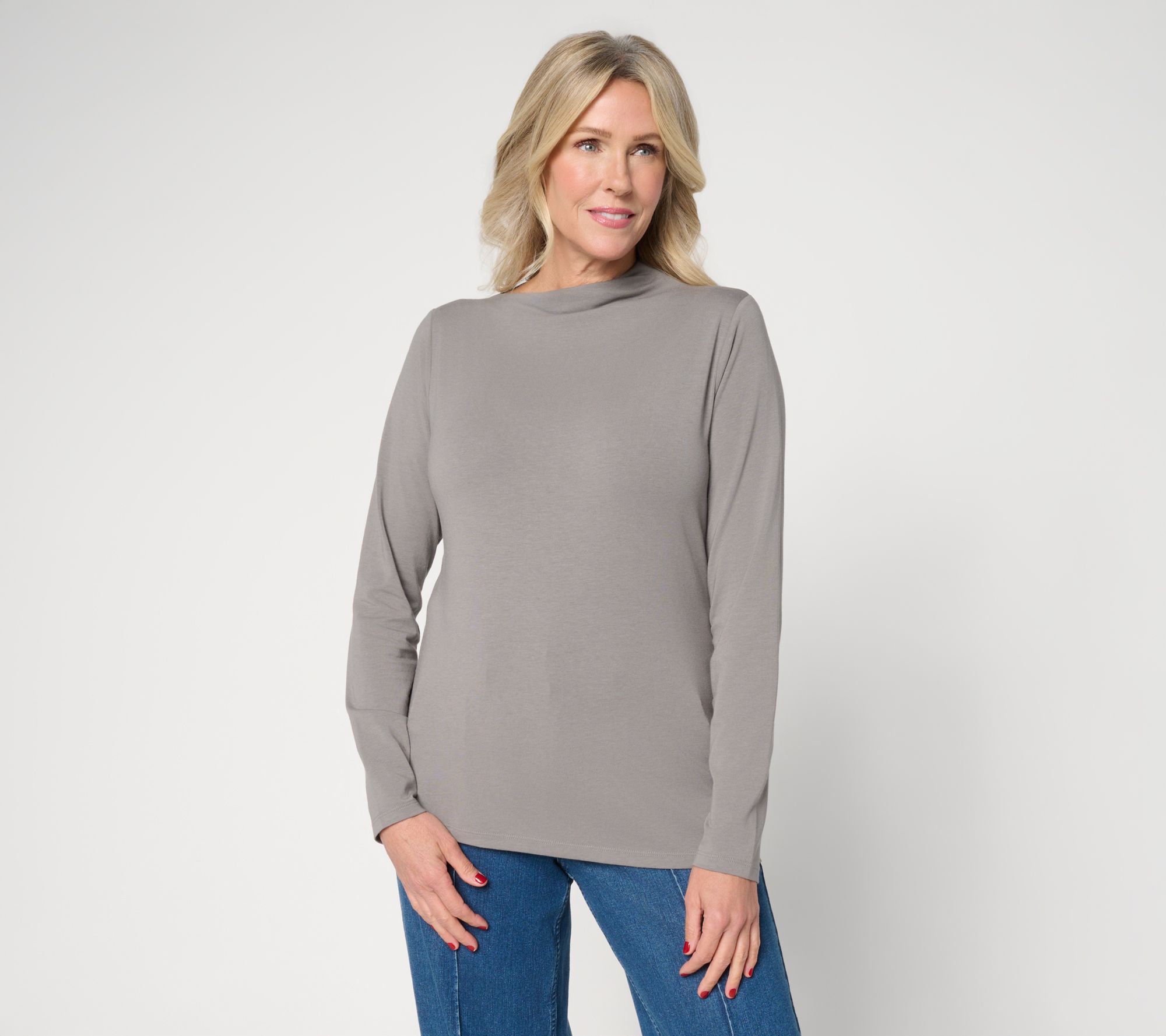 "As Is" Me by Jennie Garth Windy Asymmetric Long -Sleeve Top