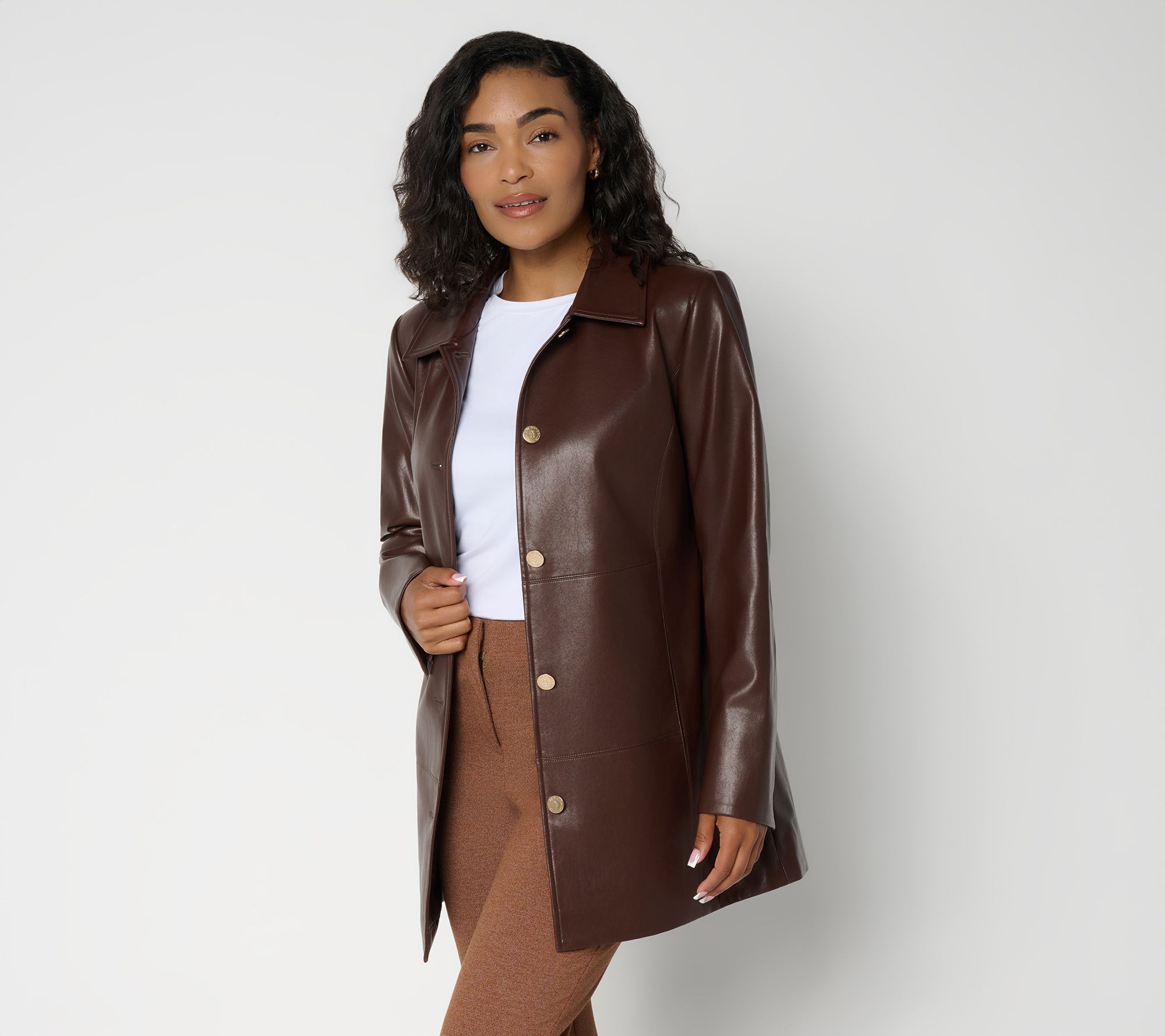 Dennis Basso Petite Luxe Faux Leather Jacket