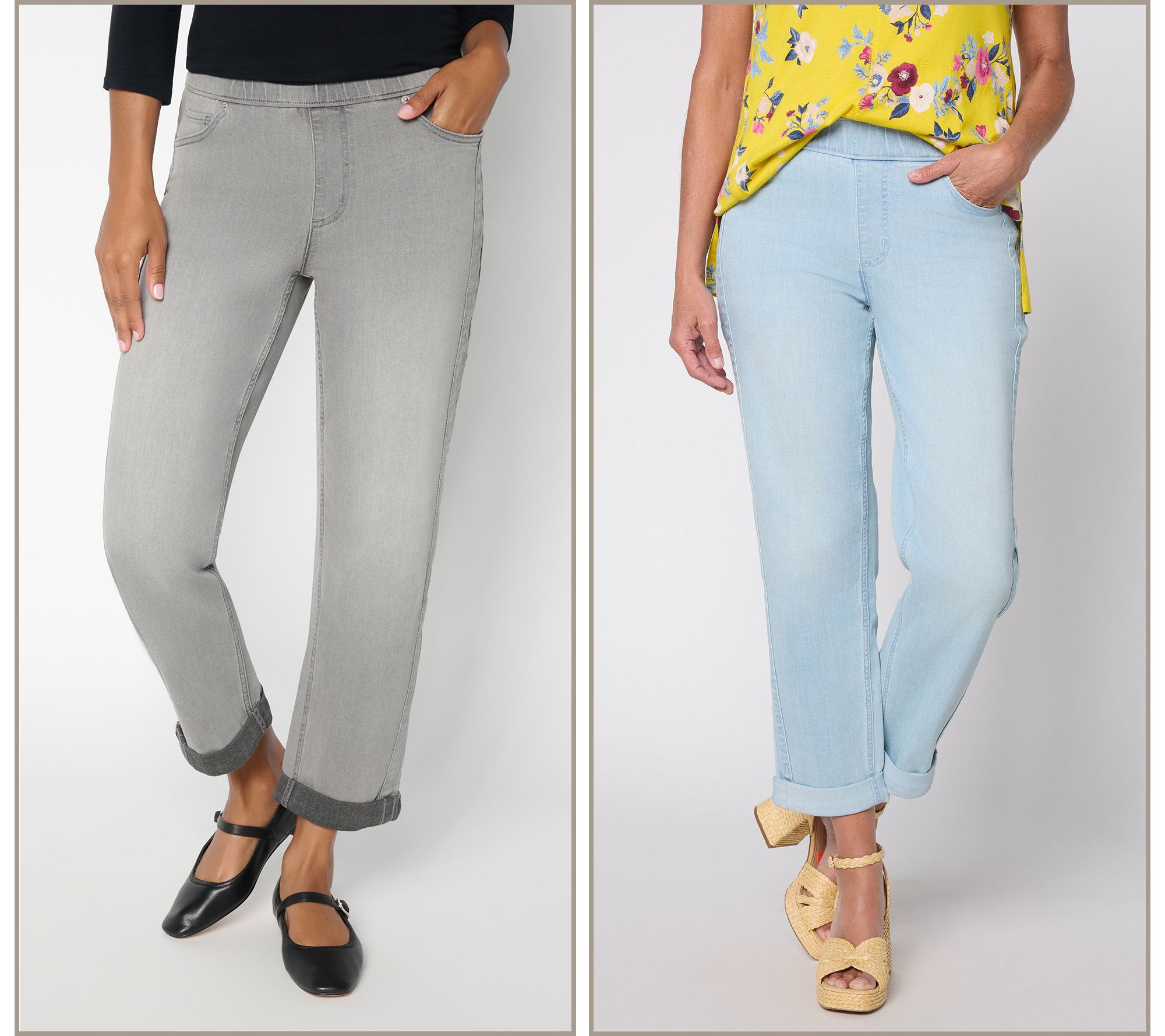 LOGO by Lori Goldstein Boyfriend Ankle Jean w/ Stripe