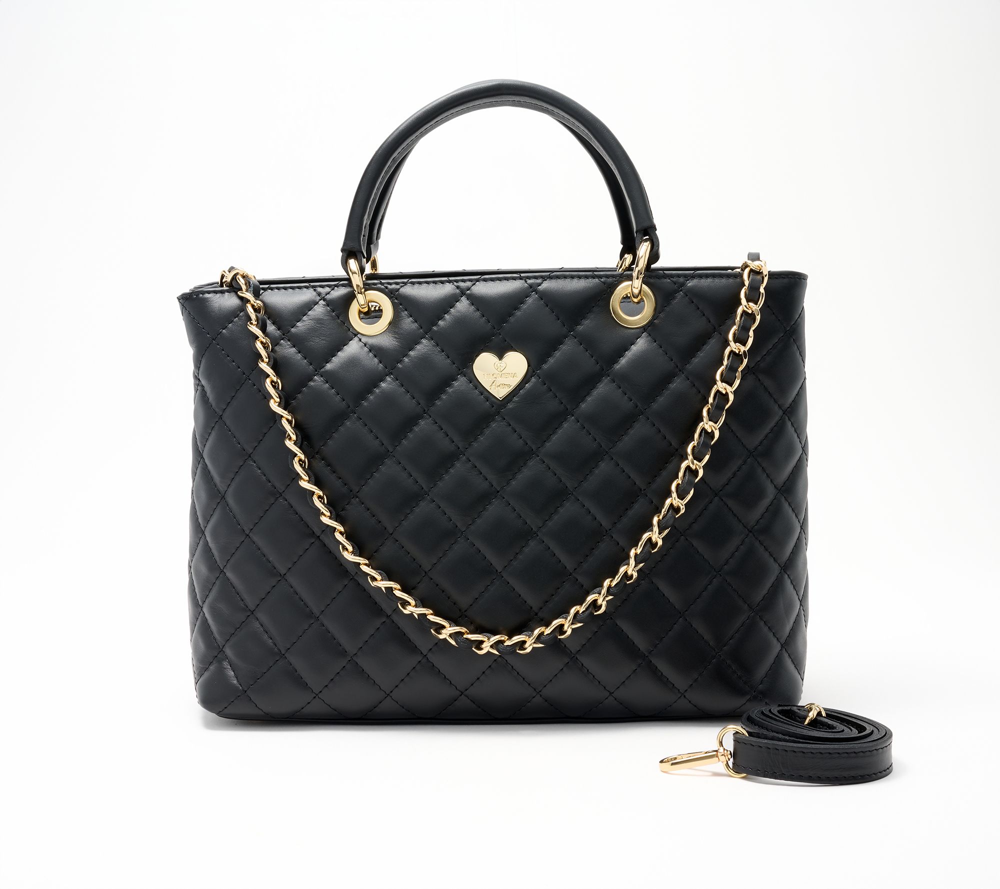 Filomena Amore Lady Firenze Quilted Leather Tote with Chain Shoulder Strap