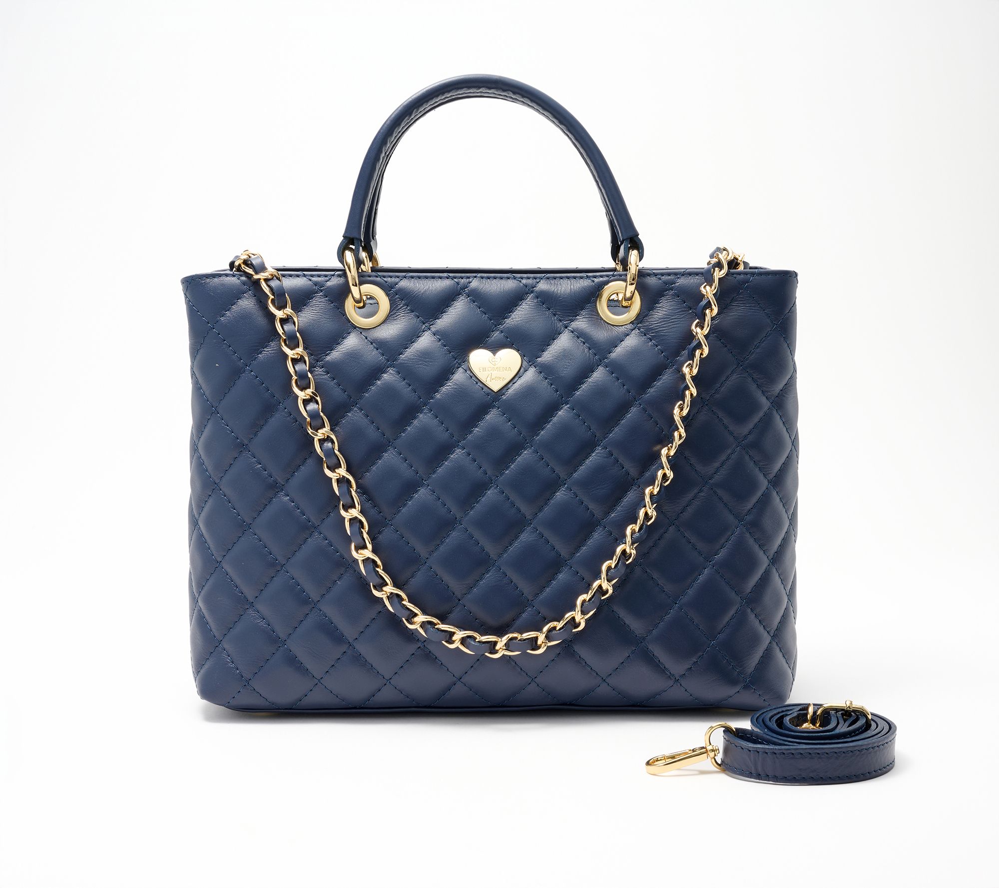 Filomena Amore Lady Firenze Quilted Leather Tote with Chain Shoulder Strap