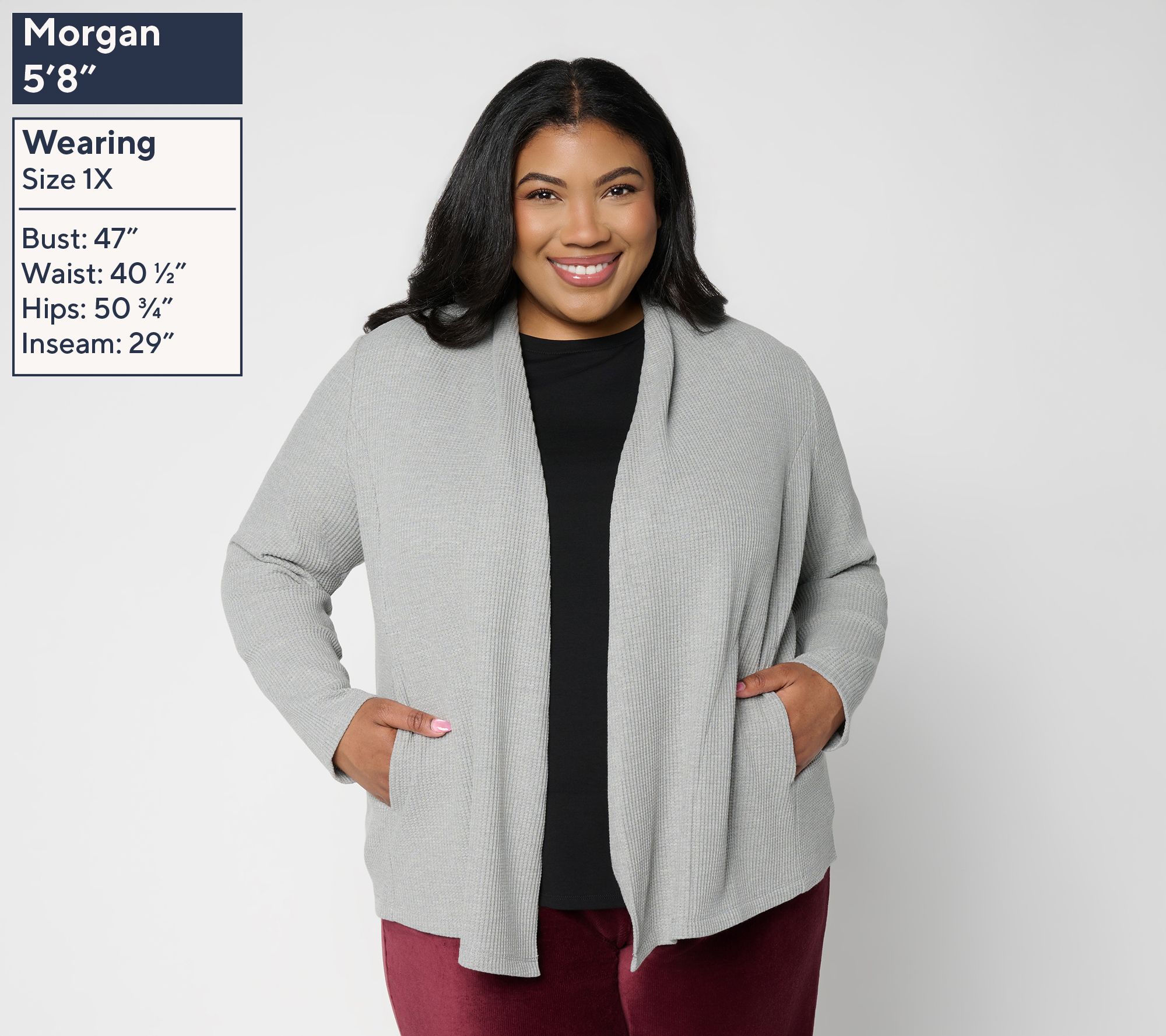 Susan Graver Weekend Waffle Knit Drape Front Cardigan - QVC.com