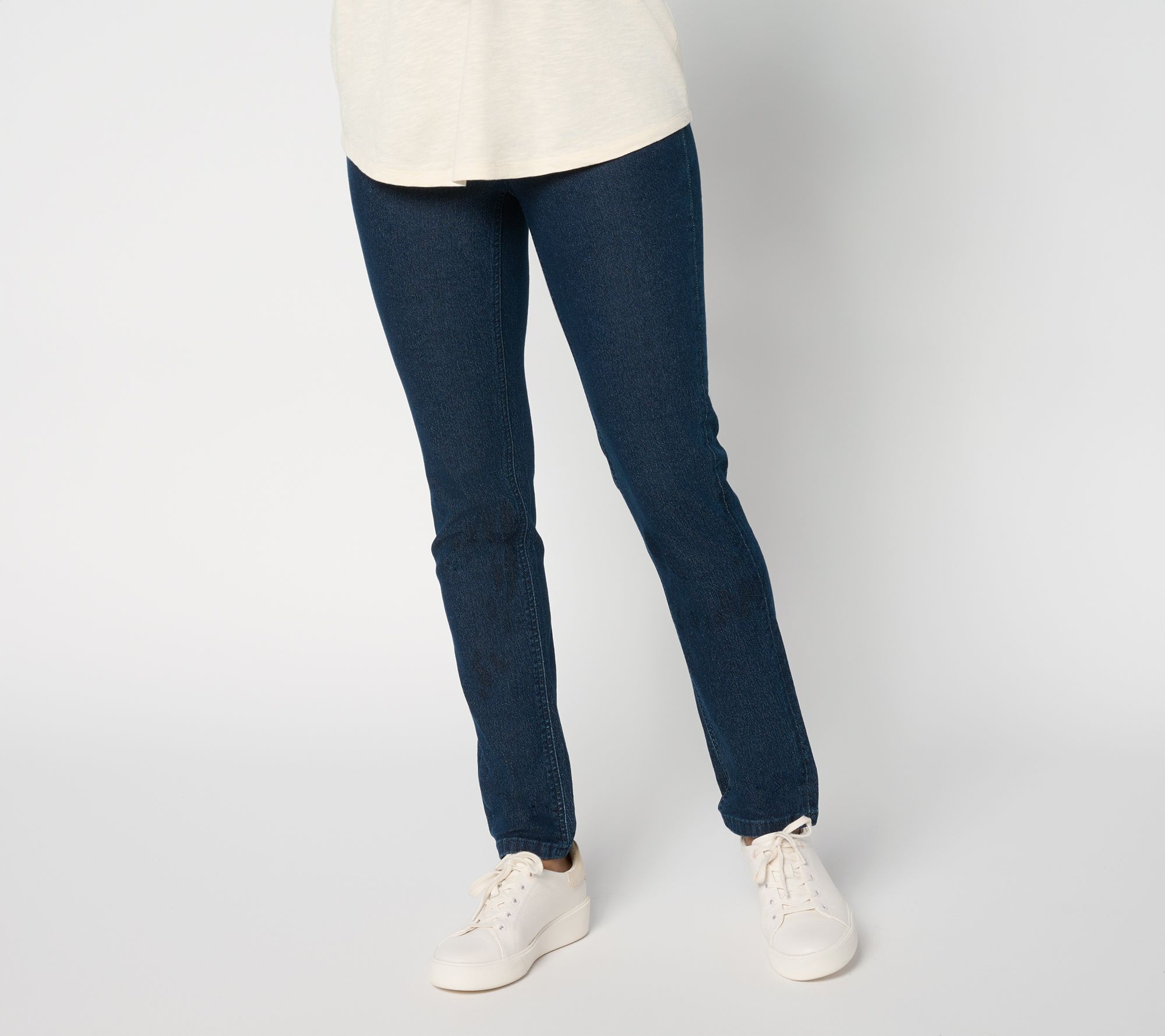 "As Is" Denim & Co. Pet Indigo Classic Stretch Slim Straight Jean