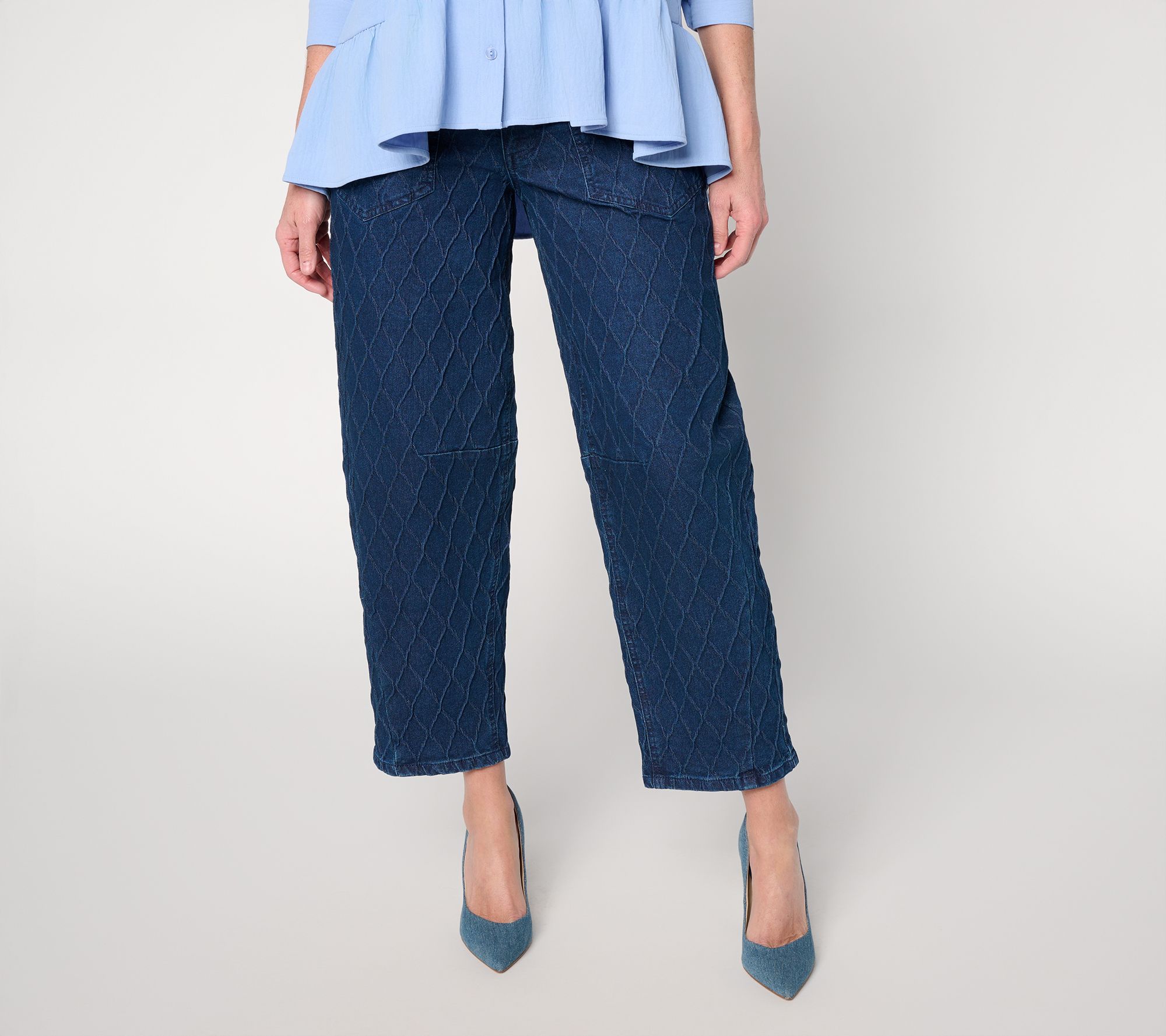 "As Is" Women with Control Tall Full Length Jacquard Barrel Jeans