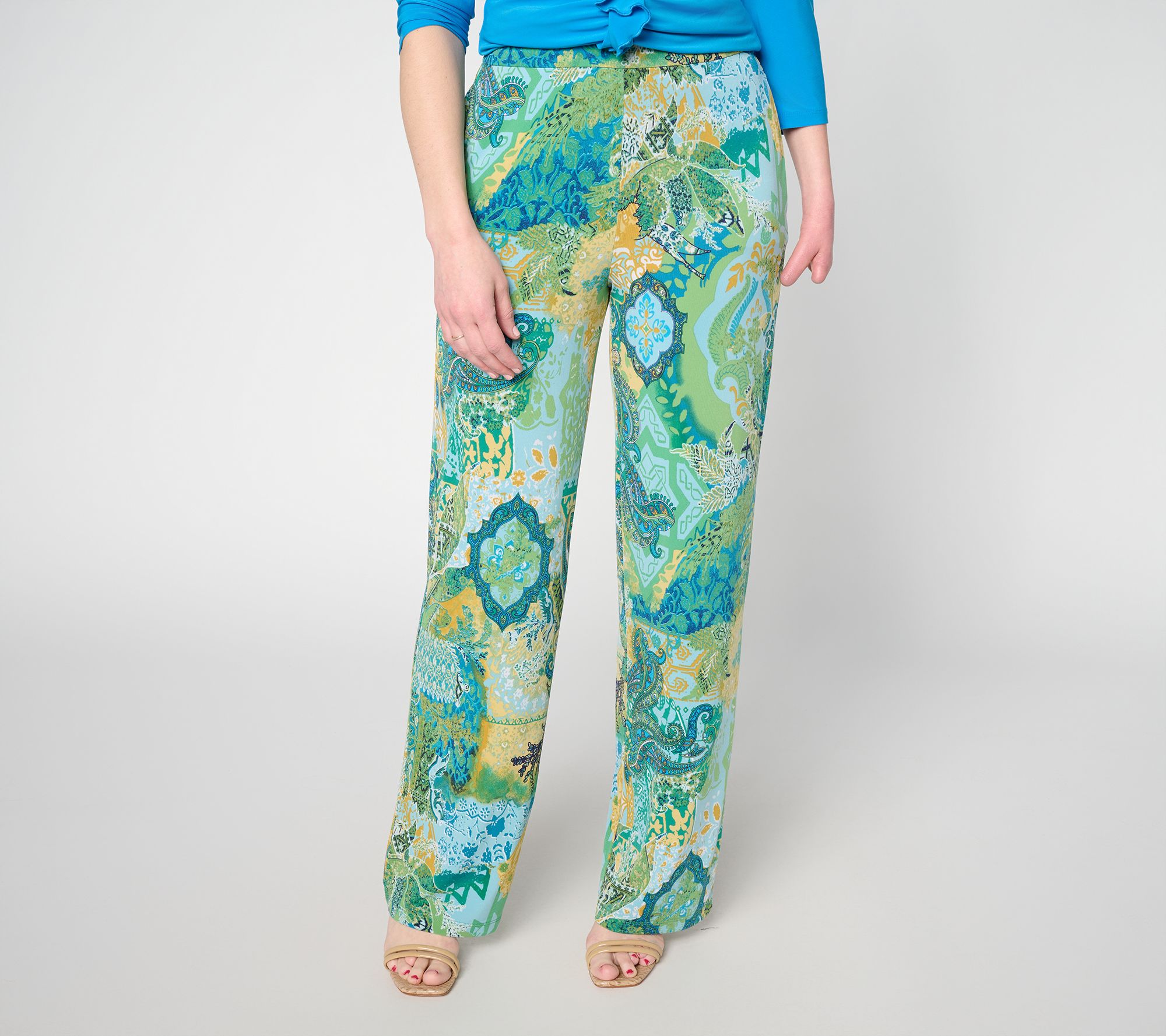 "As Is" Dennis Basso Petite Printed Italia Knit Pants