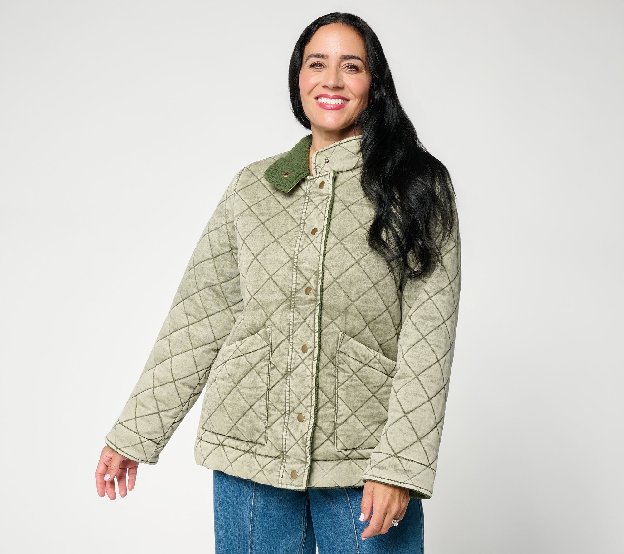 LOGO by Lori Goldstein Sherpa Lined Quilted Jacket