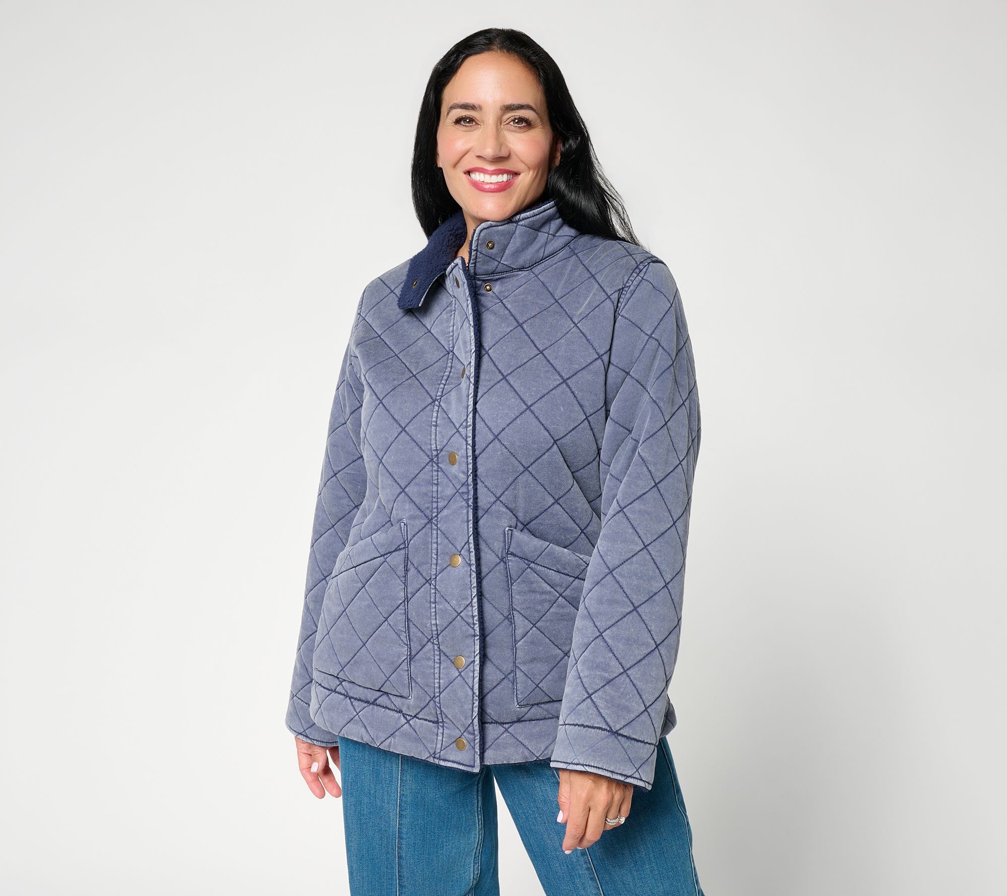 LOGO by Lori Goldstein Sherpa Lined Quilted Jacket