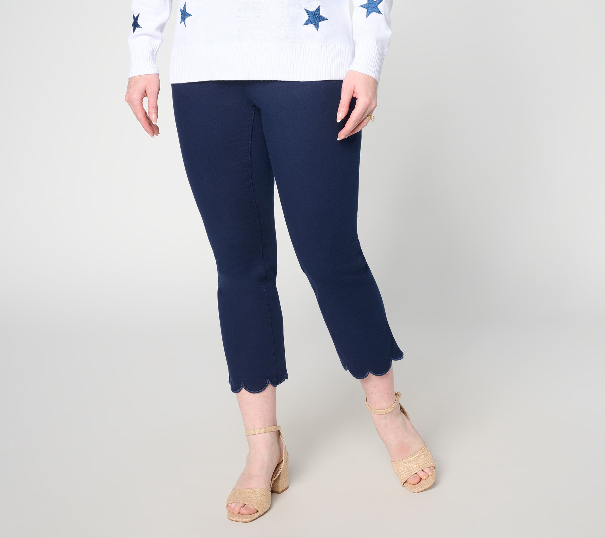 "As Is" Belle by Kim Gravel Pet TripleLuxe Twill Scallop Cropped Jean