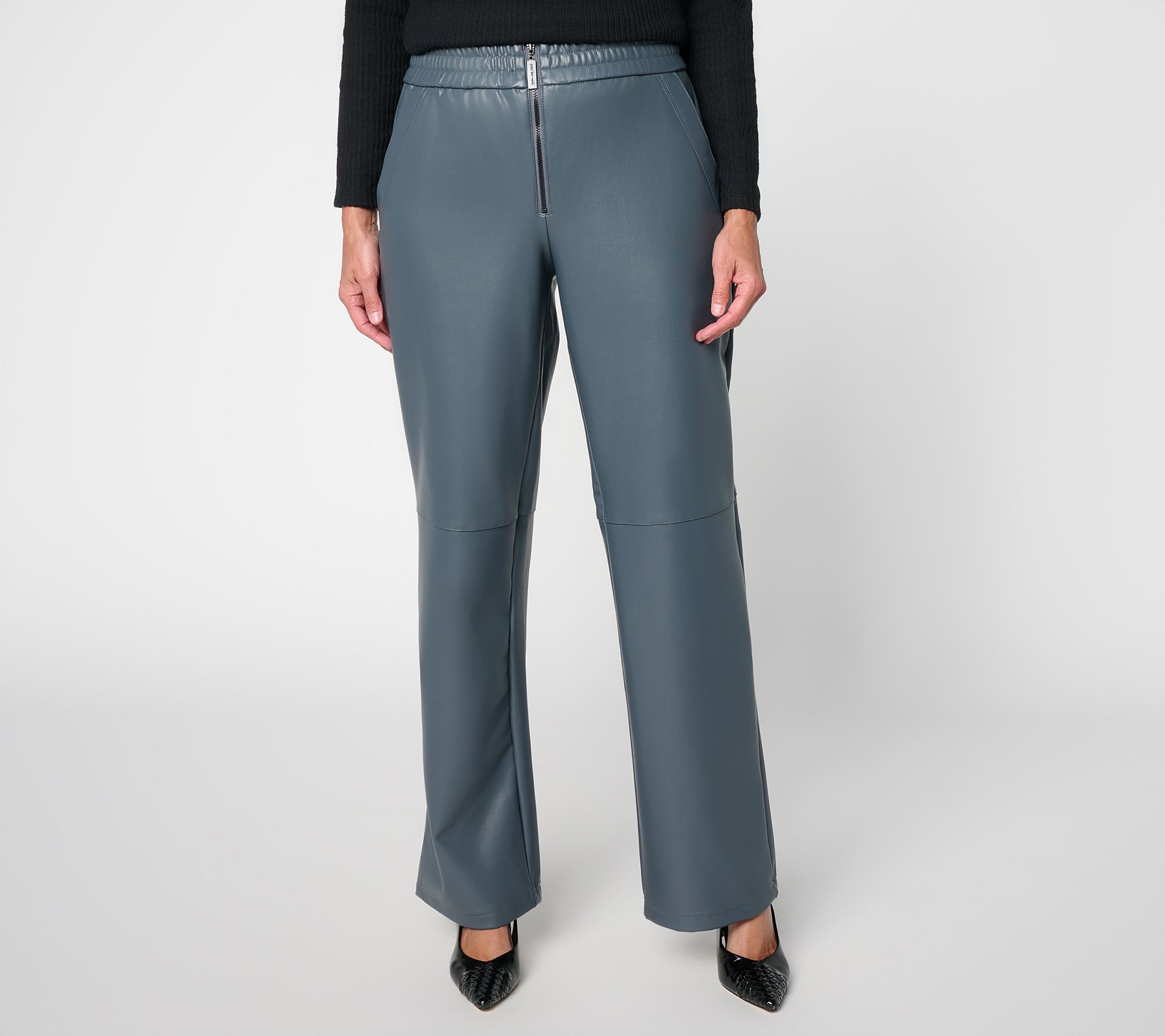  Peace Love World Black Label Petite Faux Leather Zip Front Pant