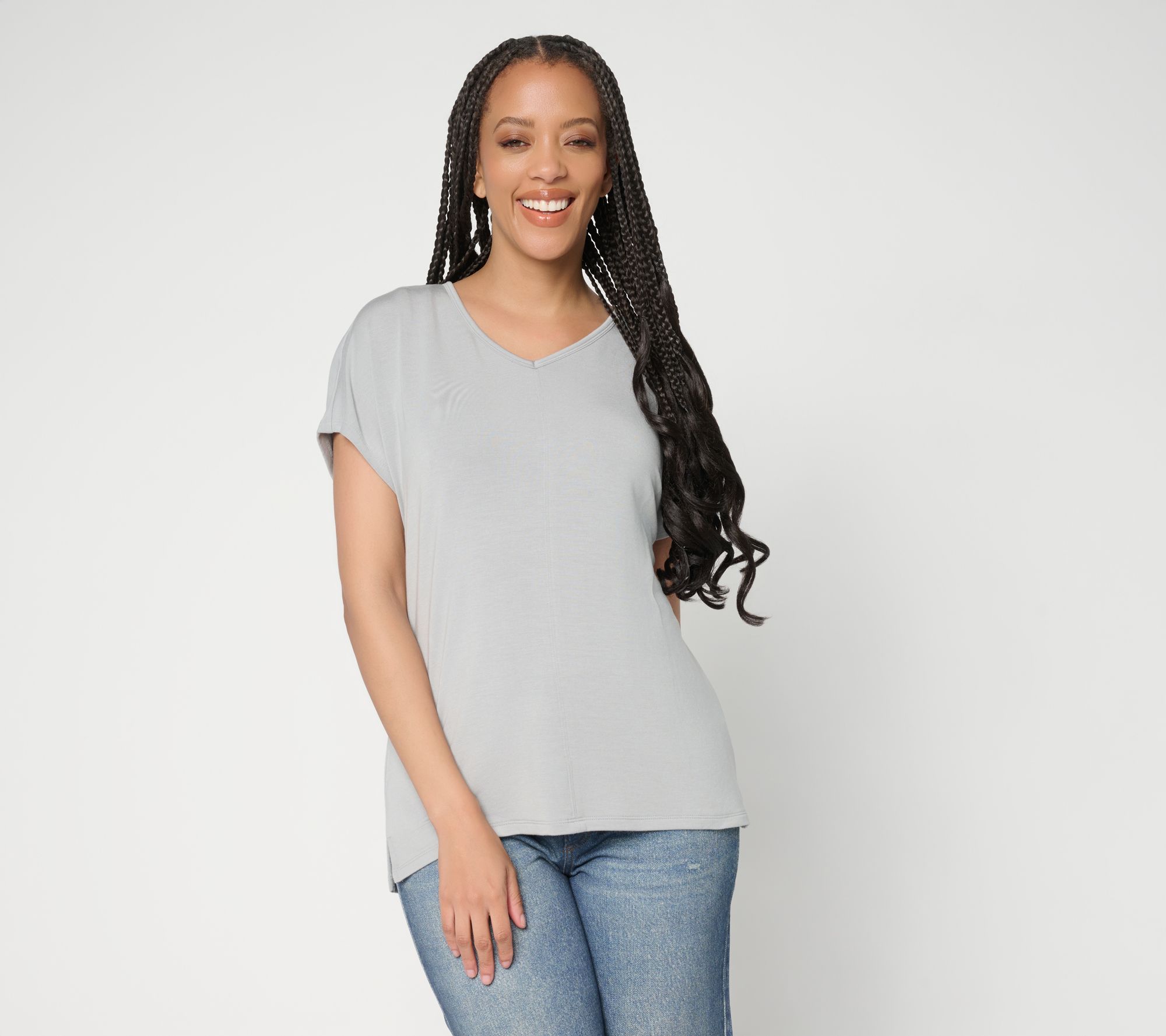"As Is" Anybody Micro Modal Brushed Knit Dolman Tee w/ Support