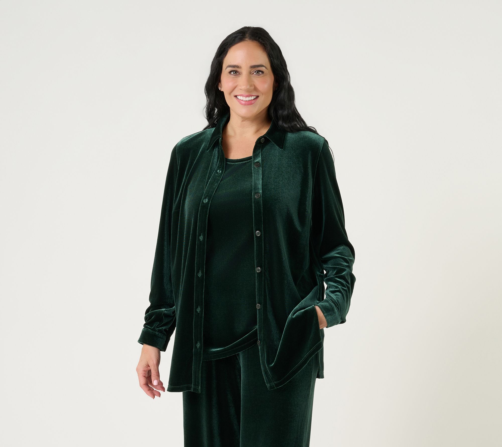 Belle by Kim Gravel Regular Two Way Stretch Velvet Shirt