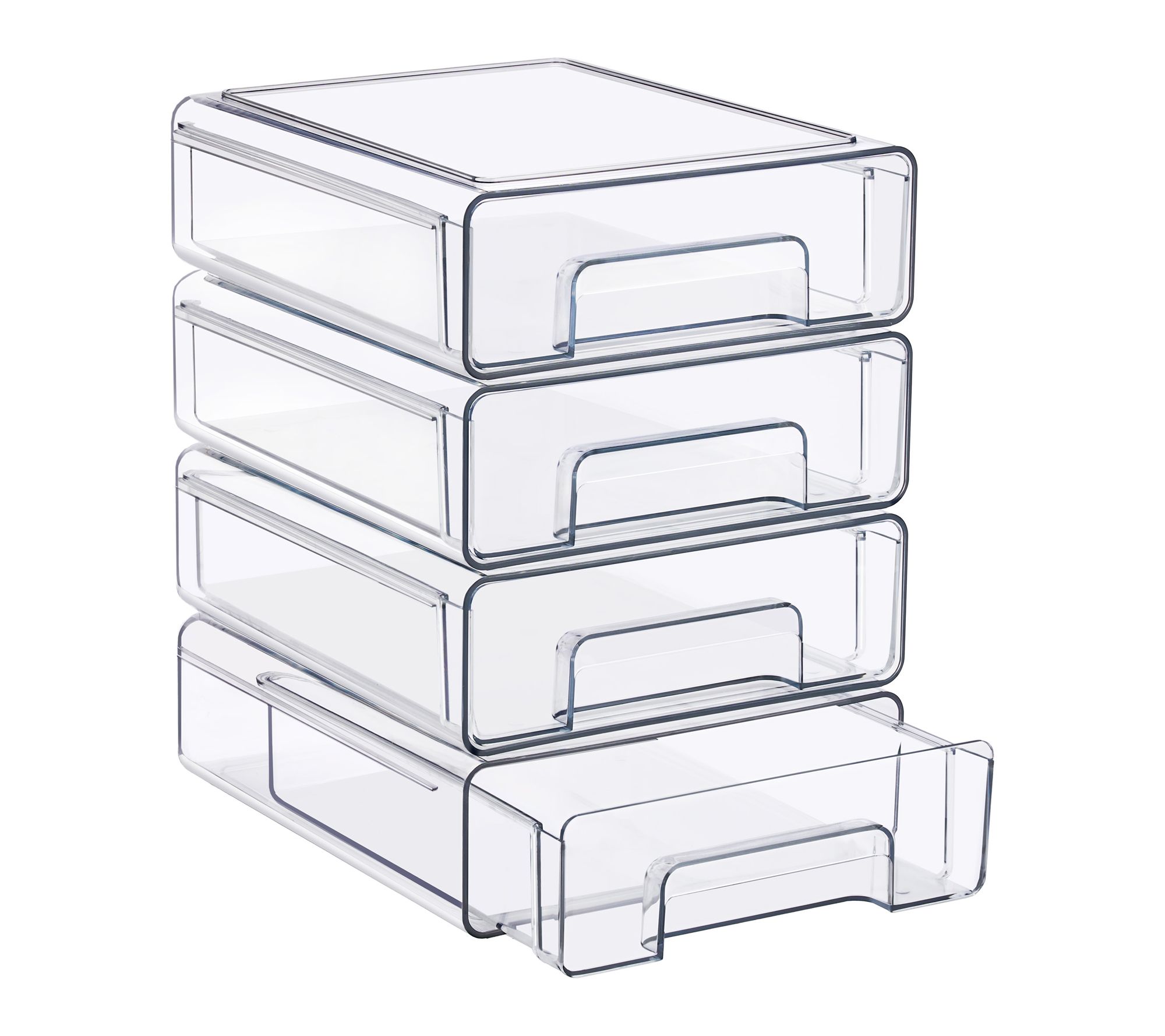 Sorbus Clear Stackable Storage Drawers with Handles - Set of 4