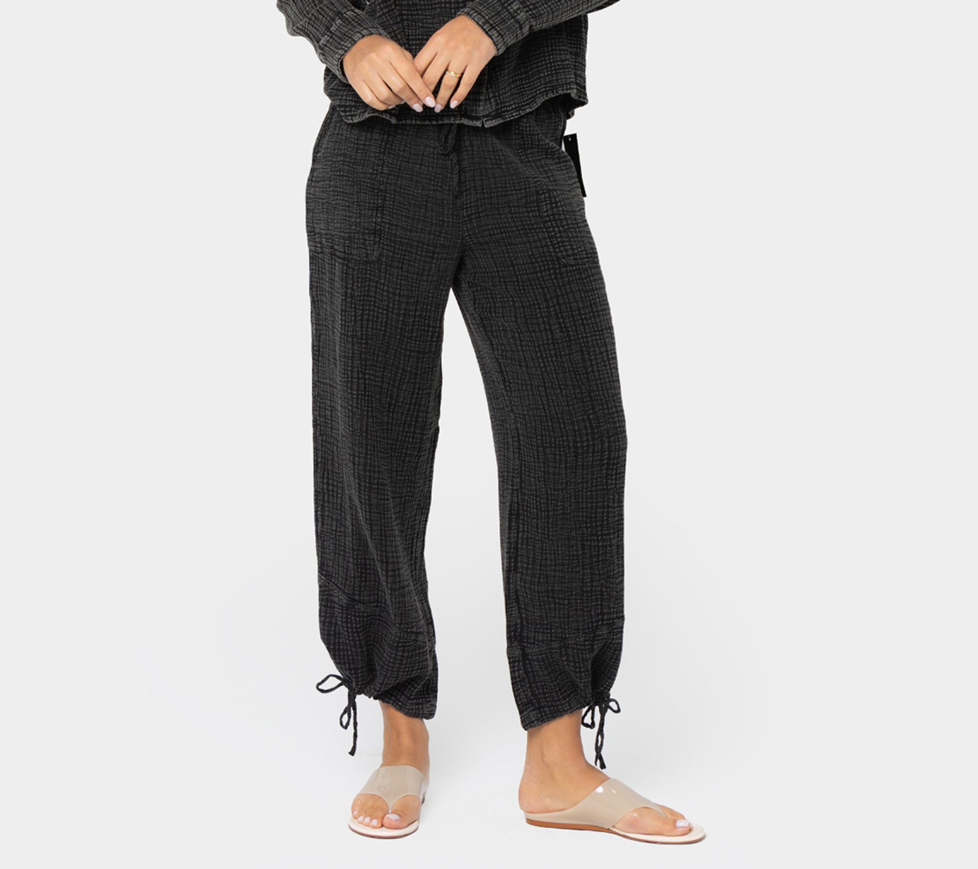 "As Is" Peace Love World Regular Washed CottonGauzePant with Hem Detail