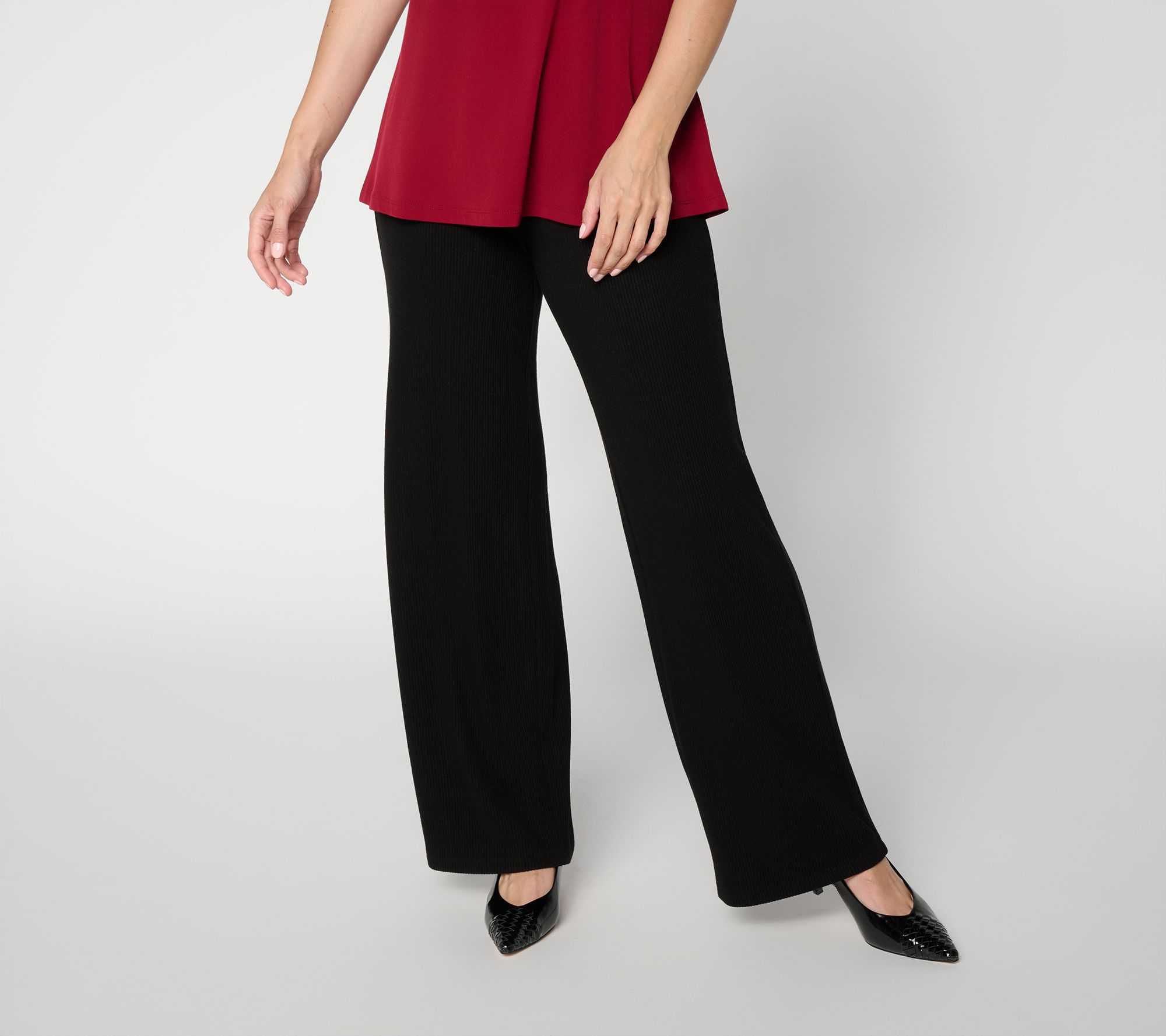 "As Is" Dennis Basso Petite Rib Knit Pull-On Pant