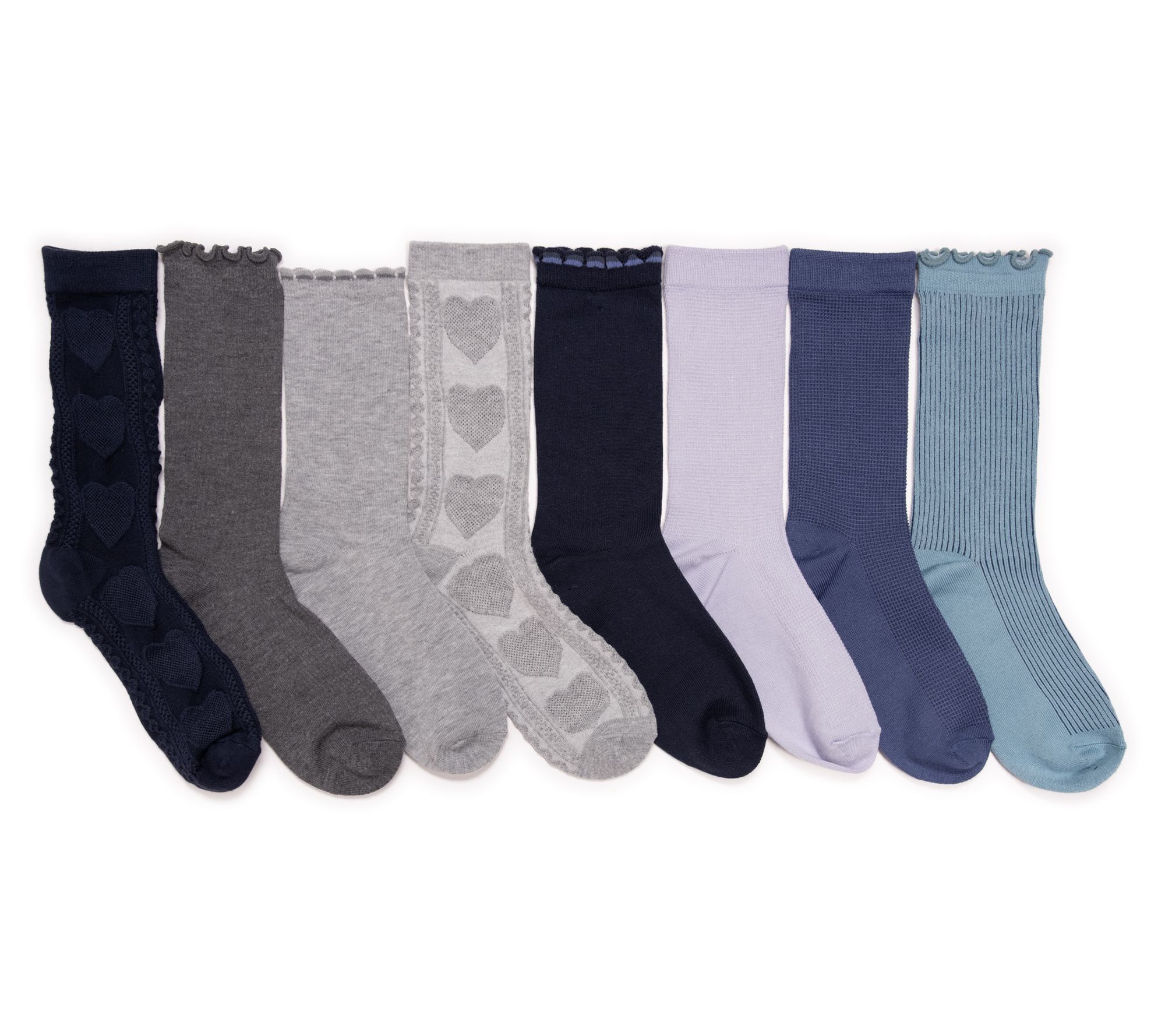 Muk Luks 8pk Whisper Soft 8" Crew Socks