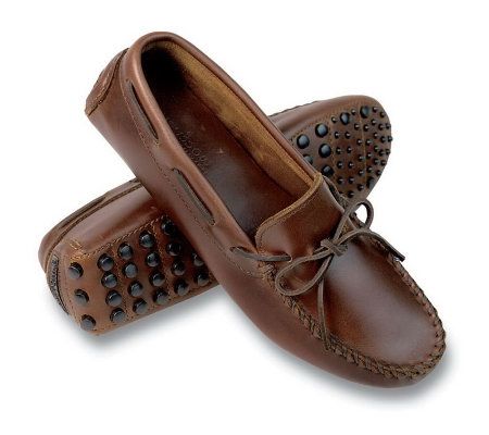 Straight Plug Leather Driving Moccasins 