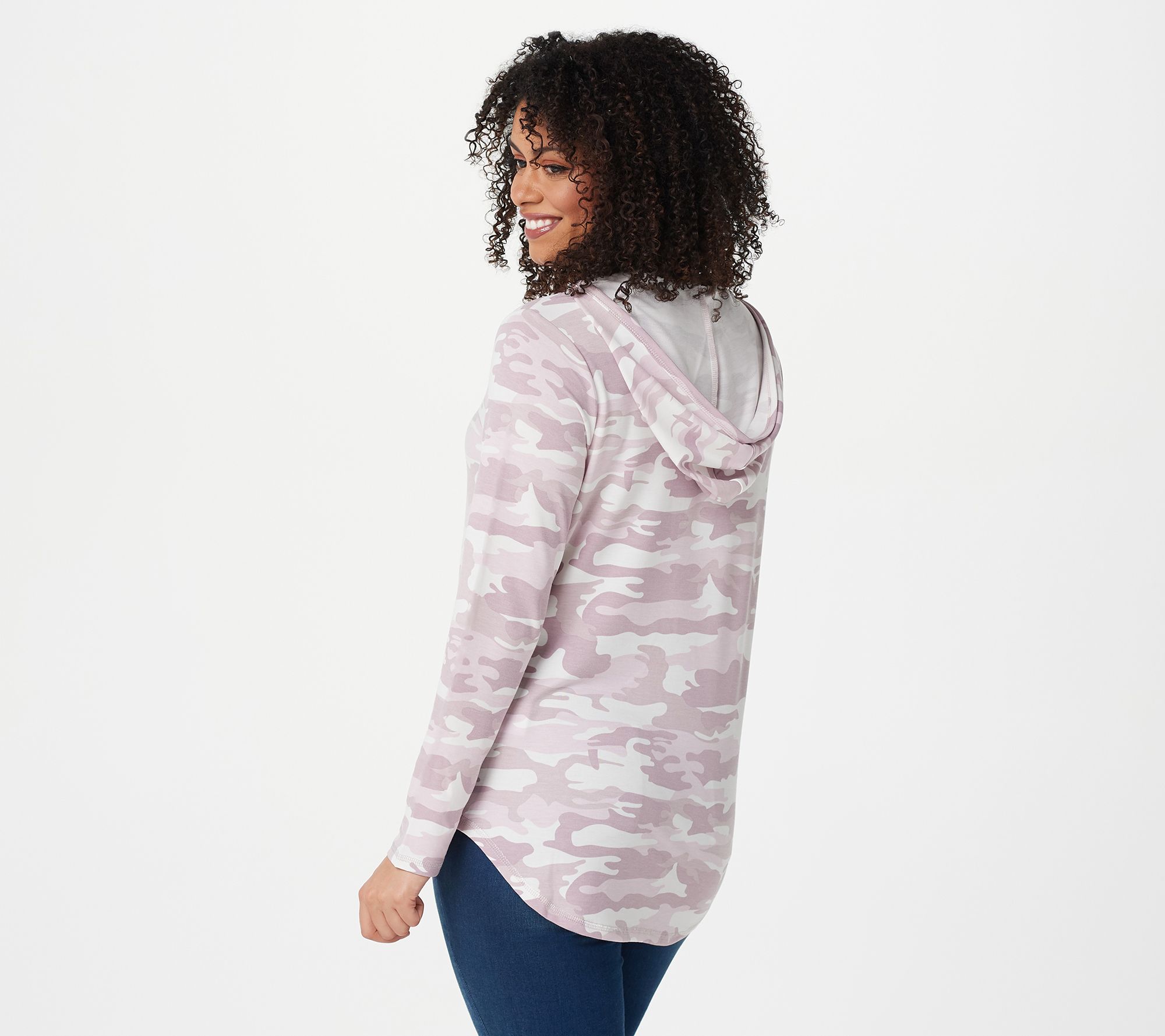 Quacker Factory Anytime Washed Camo Pullover with Pockets - QVC.com