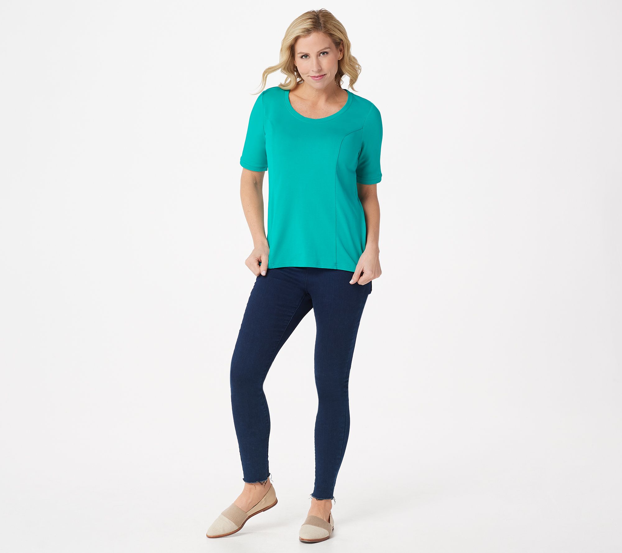 "As Is" Bob Mackie Essential Elbow Sleeve T-Shirt - QVC.com