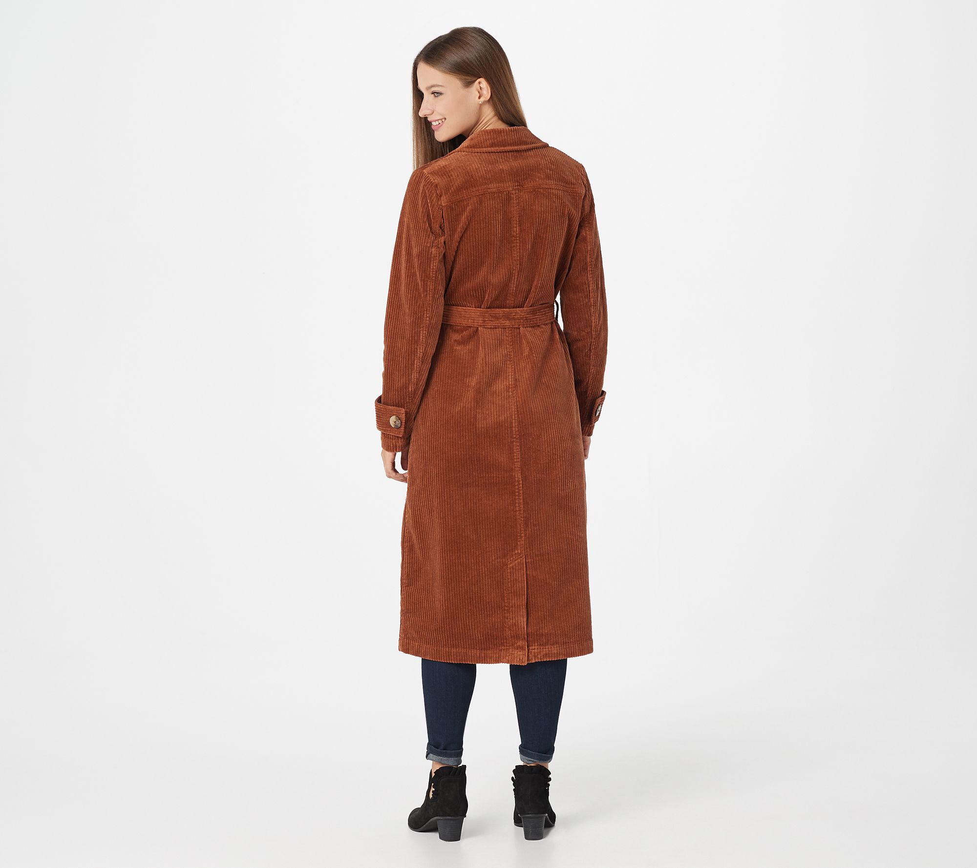 "As Is" Laurie Felt Long Corduroy Trench Coat