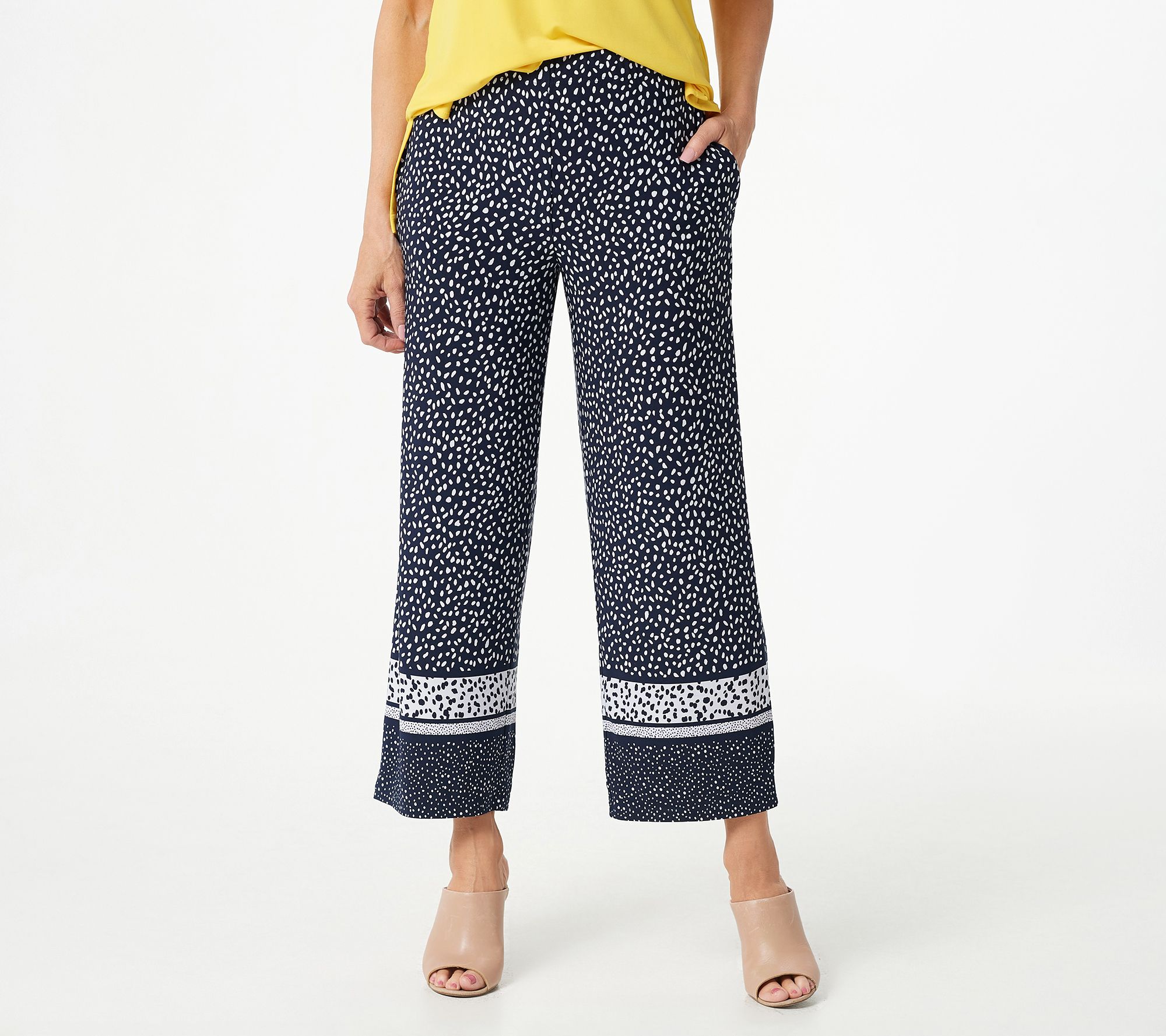 Susan Graver Petite Liquid Knit Top & Printed Crop Pants Set - QVC.com
