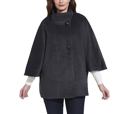 Martha Stewart Button-Front Cape Coat with Pockets