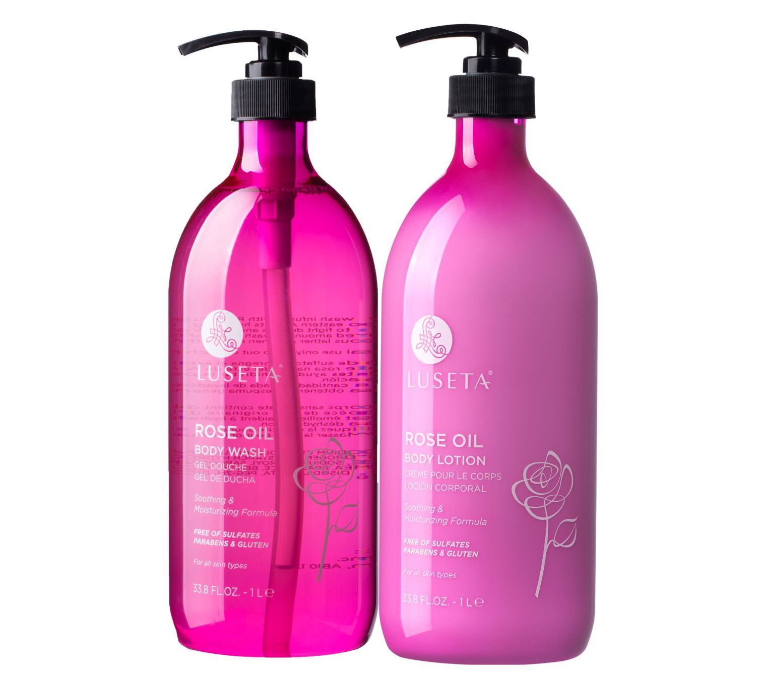 Luseta Super Size Rose Oil Body Wash & Lotion Set