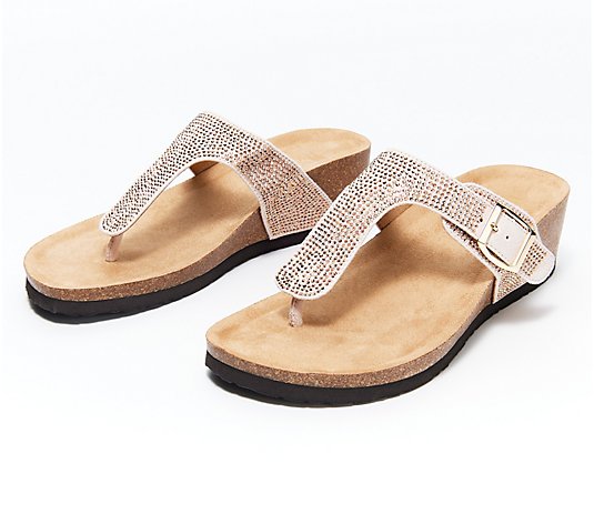 White Mountain Wedge Sparkle Thong Sandals - Active