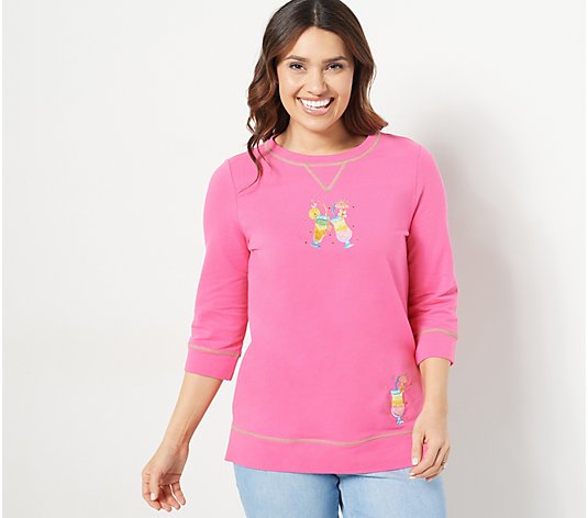 Quacker Factory Embroidered French Terry Sweatshirt