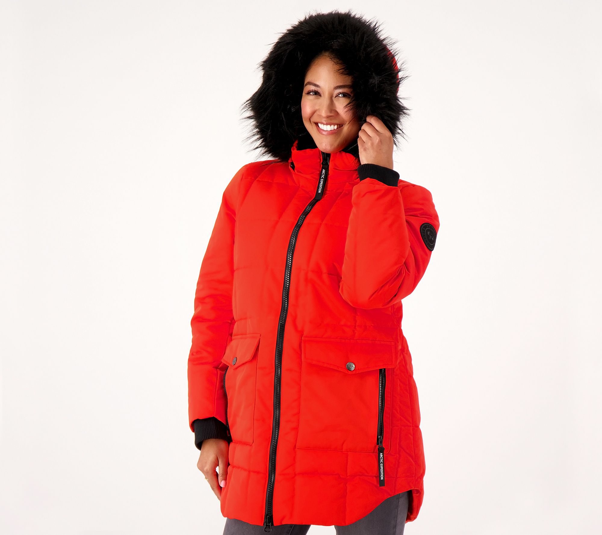 Arctic Expedition Curved Hem Down Parka w/ Square Quilting 