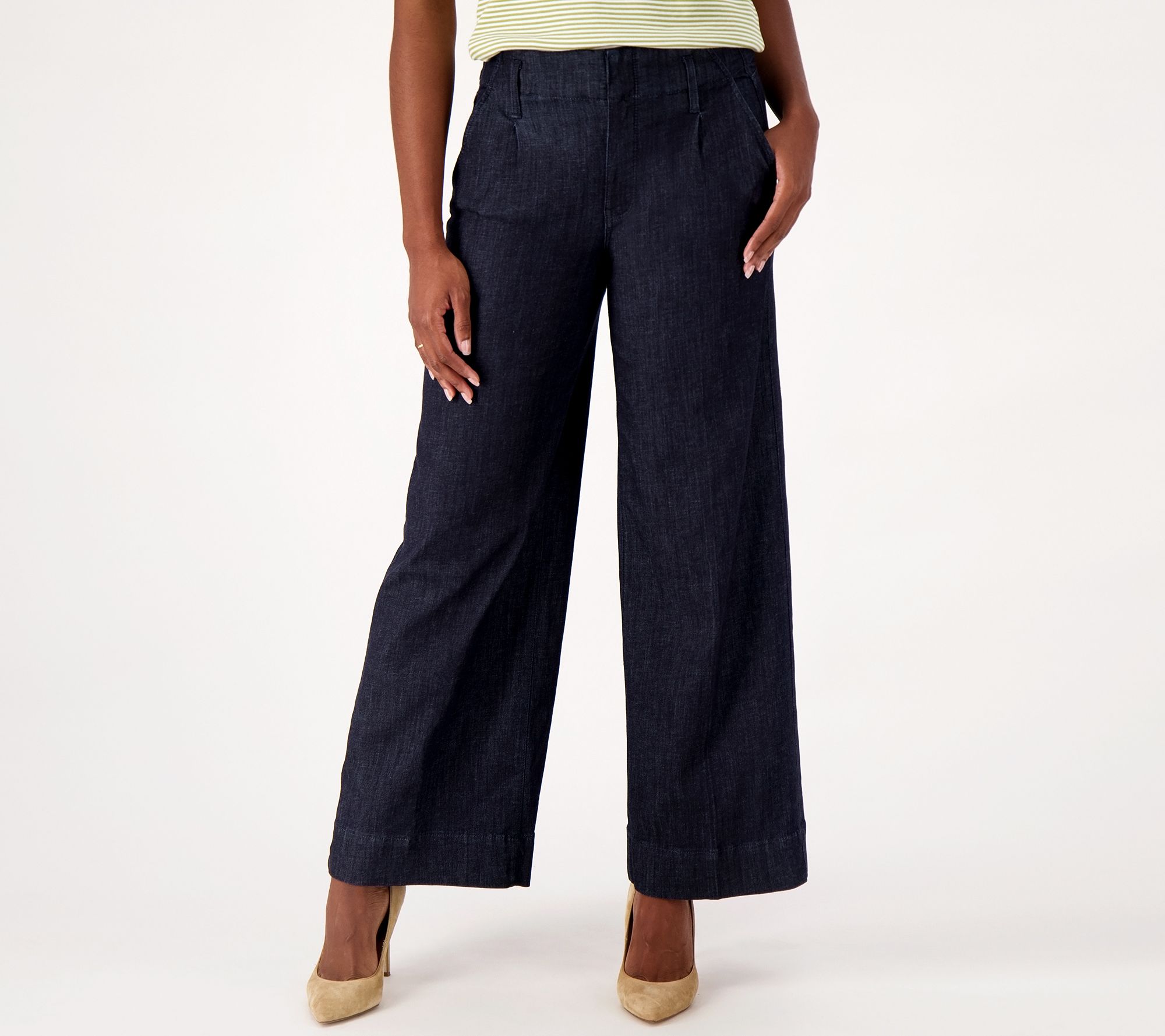 NYDJ Higher Rise Mona Wide-Leg Denim Trousers- Rinse - QVC.com