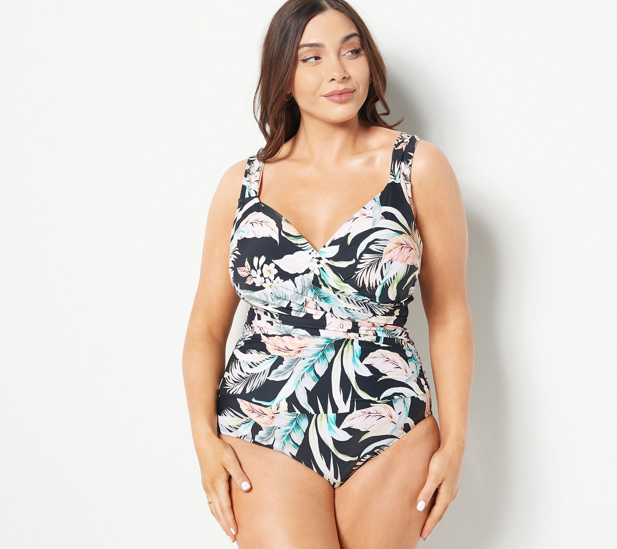 As Is Jantzen Draped High- Neck Tankini with Brief 