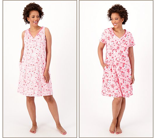 Carole Hochman Cotton Jersey 2-Pack Sleep Dresses 