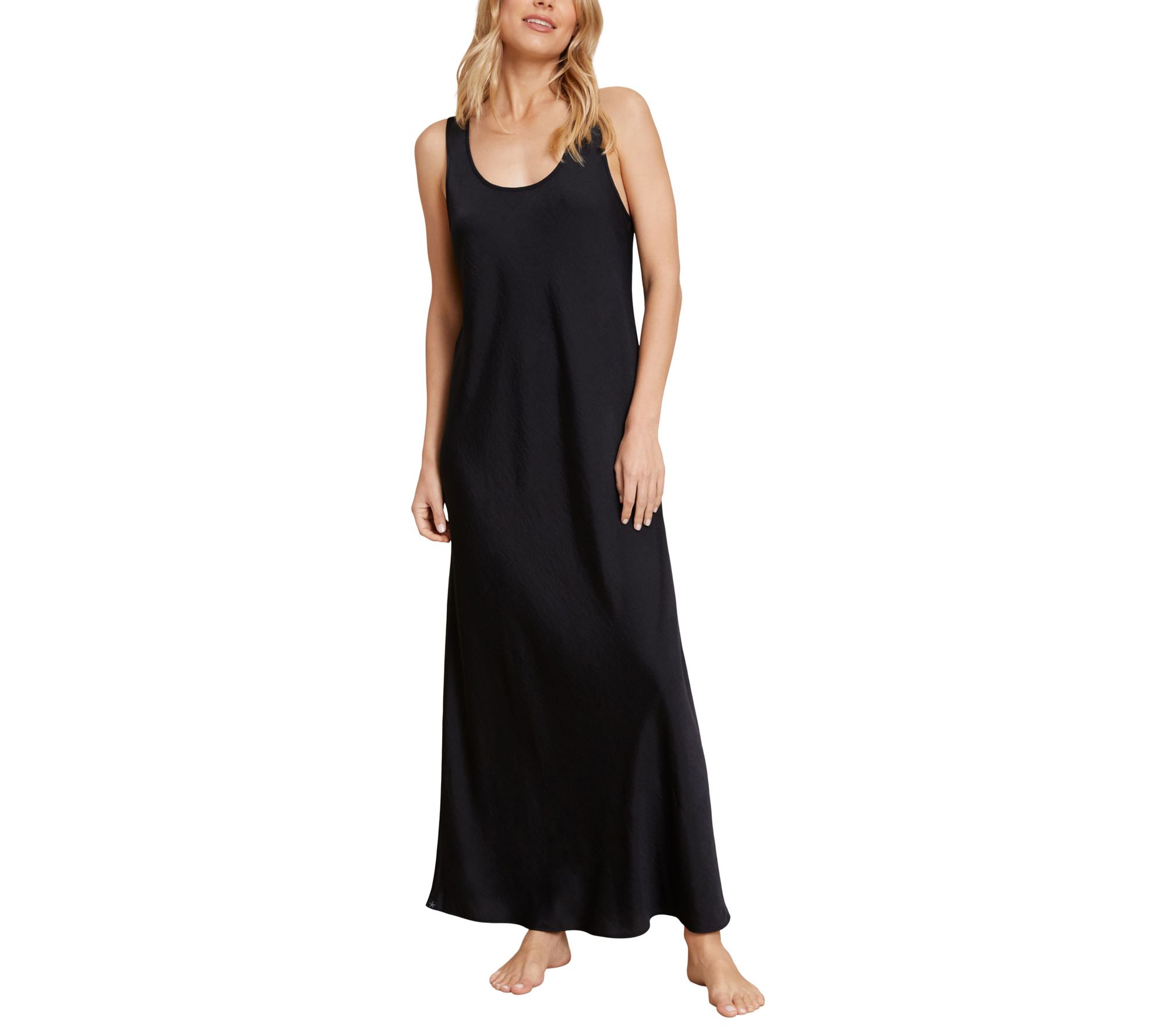 Barefoot Dreams Washed Satin Long Tank Dress - QVC.com