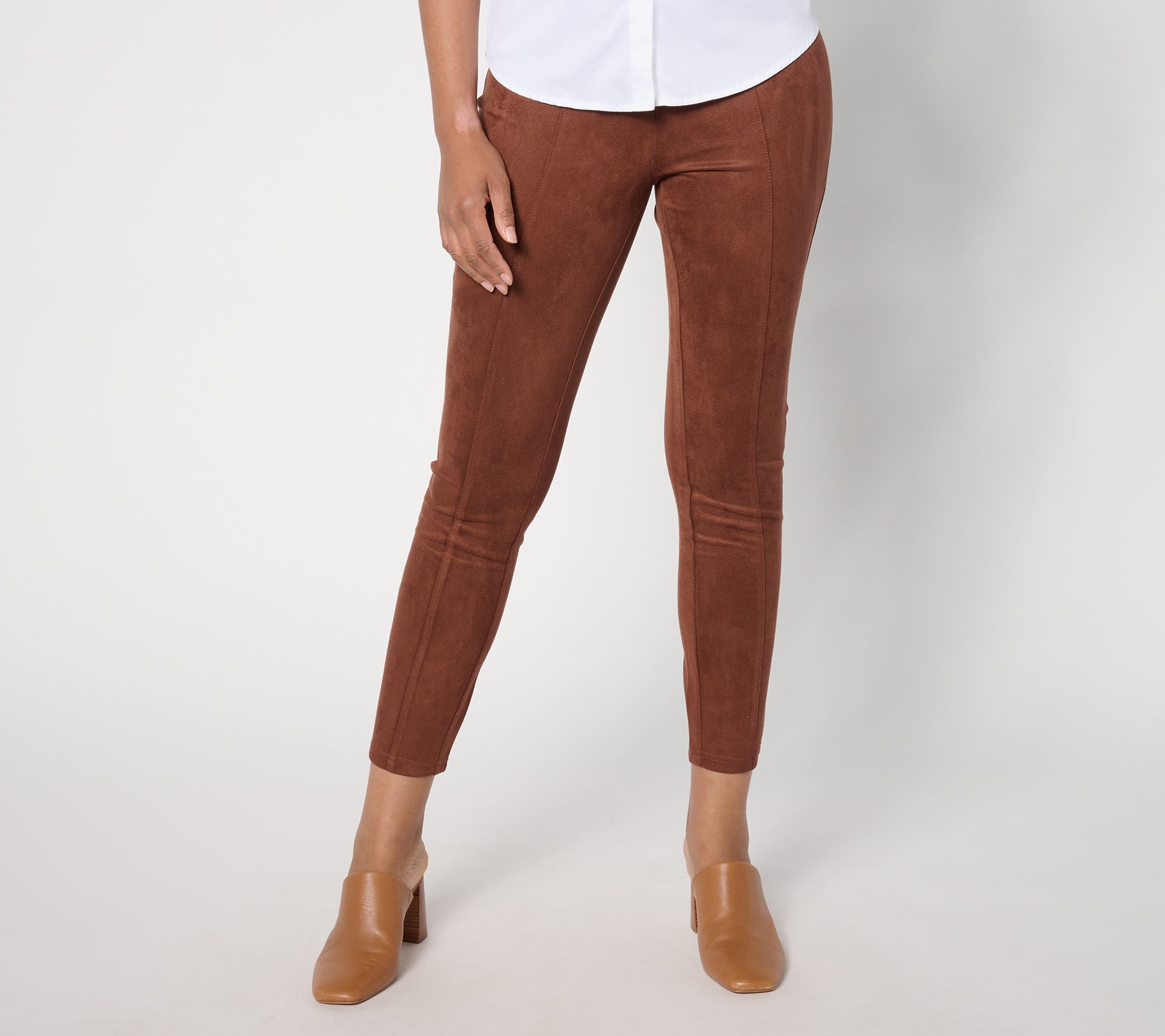 Isaac Mizrahi Live! Estate Petite Faux Suede Slim-Leg Pants
