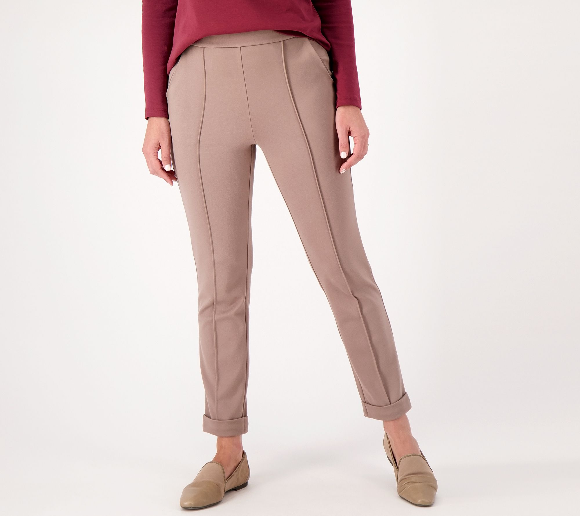 "As Is" Isaac Mizrahi Live Petite Knit Slim Pant