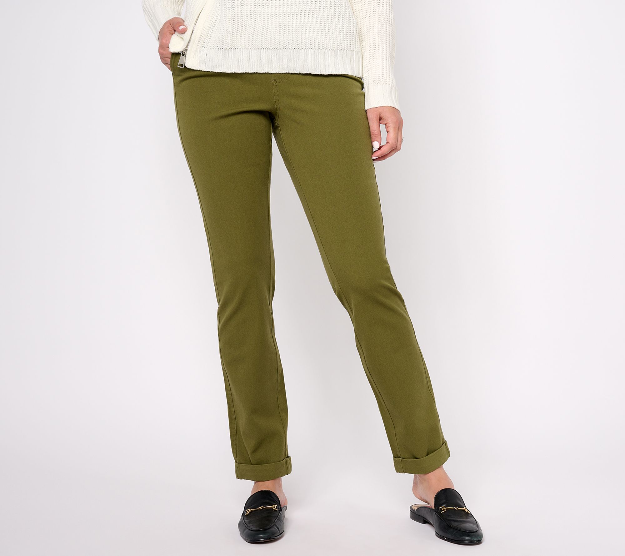 AnyBody Petite Pull-On All-Stretch Twill Pant w/ Pockets 